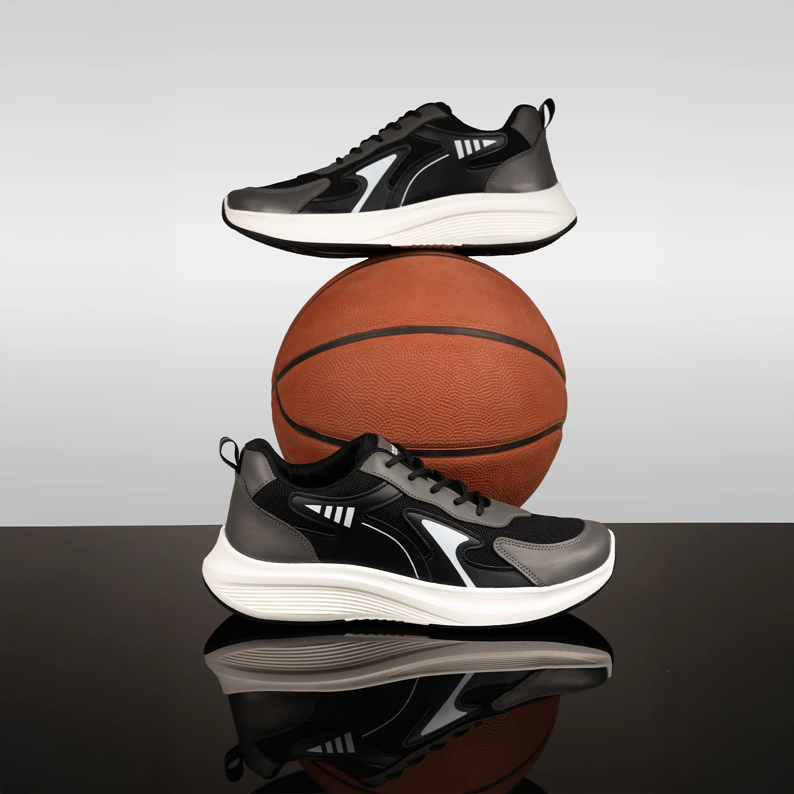 Men's Lace-up Casual Shoes - WS97538 Black Grey - Image 2