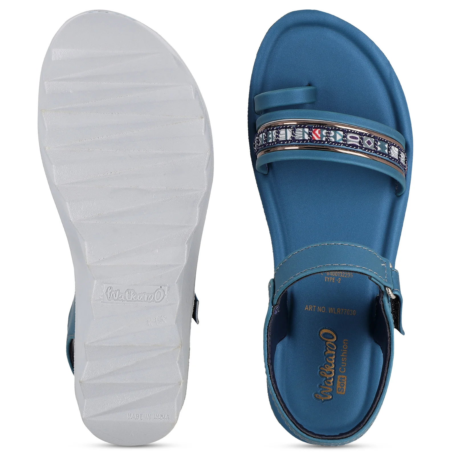 Girl's Wedge Heel Sandals - WLR77030 Peacock Blue - Image 2