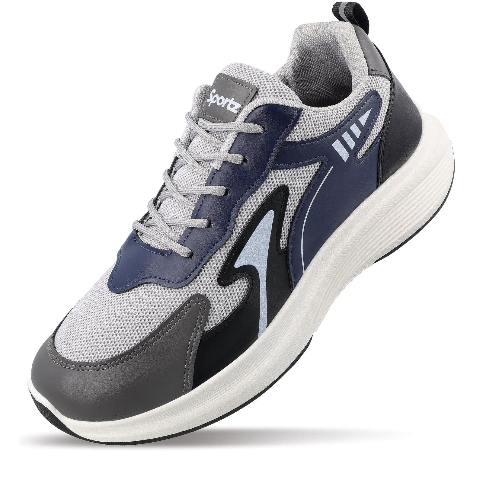 Men's Lace-up Casual Shoes - WS97538 Navy Blue Grey - Image 4