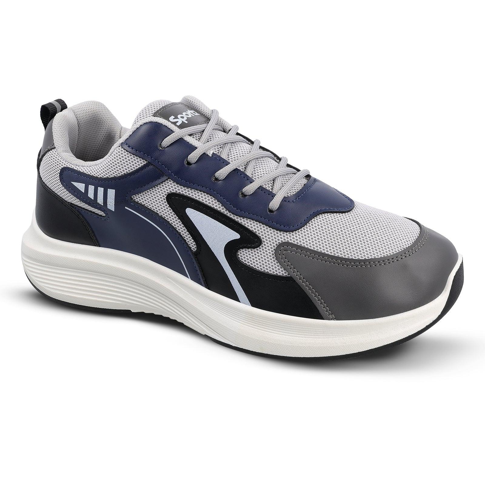 Men's Lace-up Casual Shoes - WS97538 Navy Blue Grey - Image 6