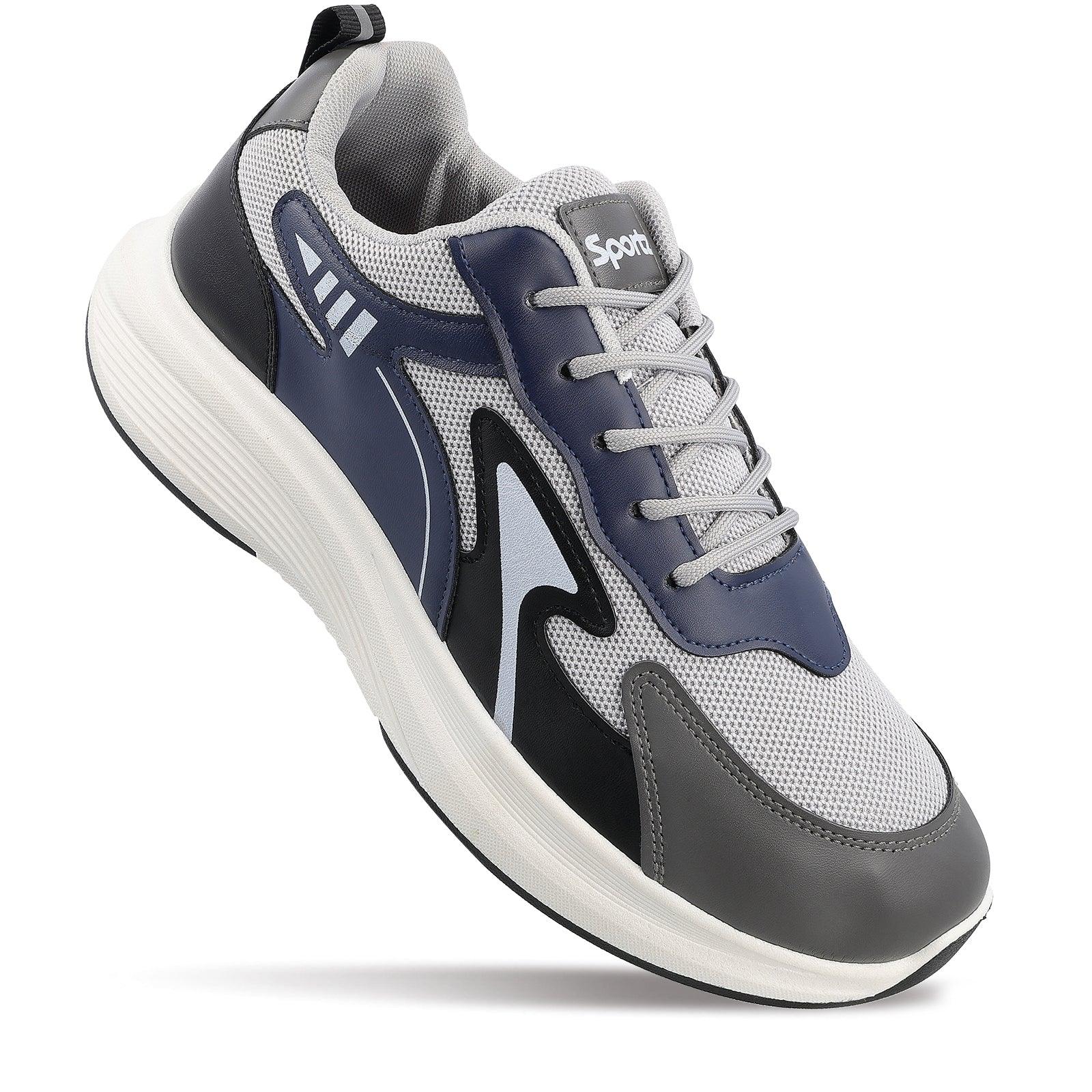 Men's Lace-up Casual Shoes - WS97538 Navy Blue Grey - Image 8