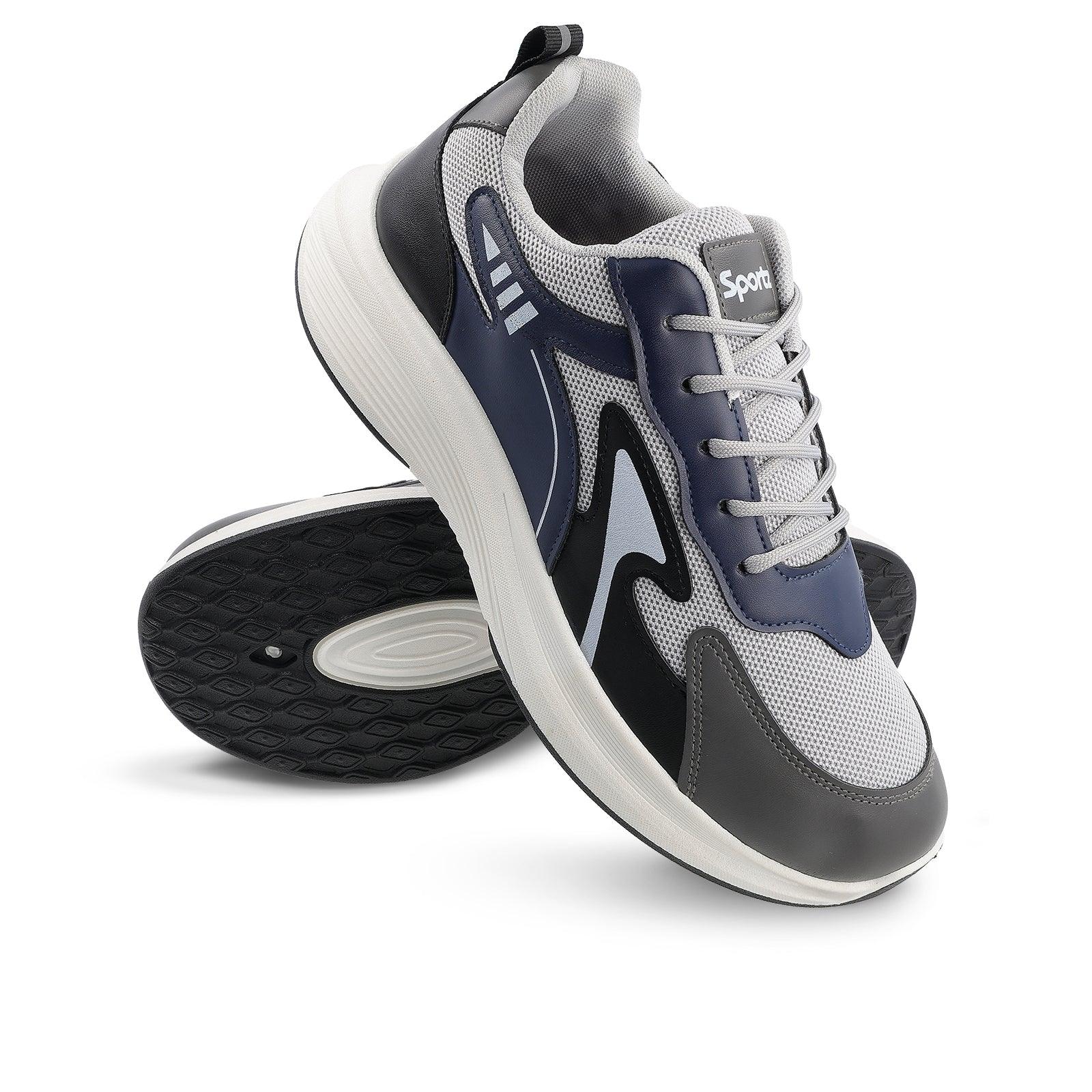 Men's Lace-up Casual Shoes - WS97538 Navy Blue Grey - Image 9
