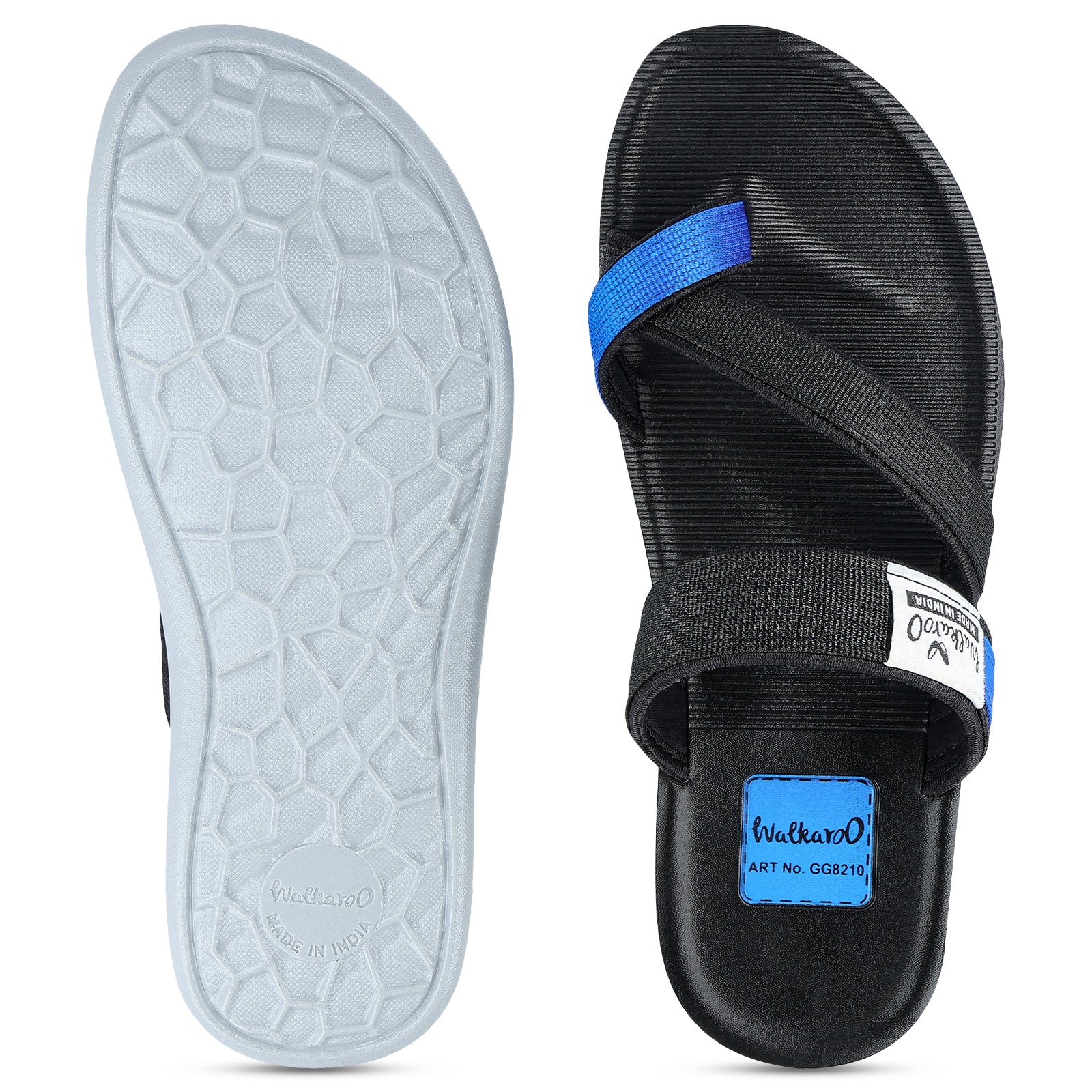 Men's Cross Strap Sandals - GG8210 Black Blue - Image 2