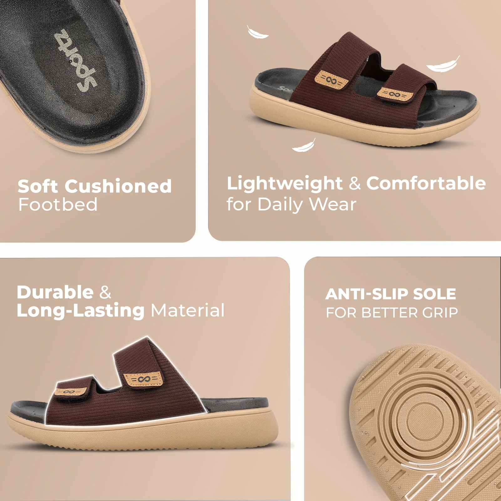 Men's Daily Wear Comfort Sandals - SGE28006 Brown - Image 2