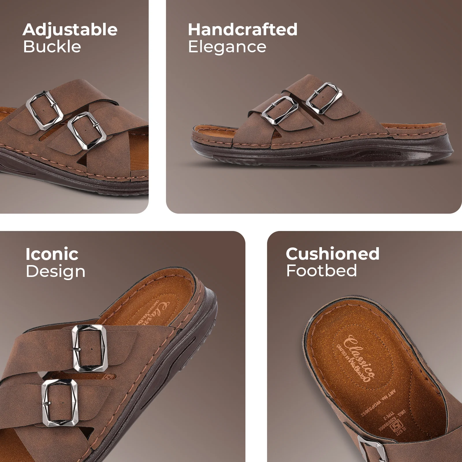 Men's Daily Wear Comfort Sandals - WGP53052 Brown - Image 2