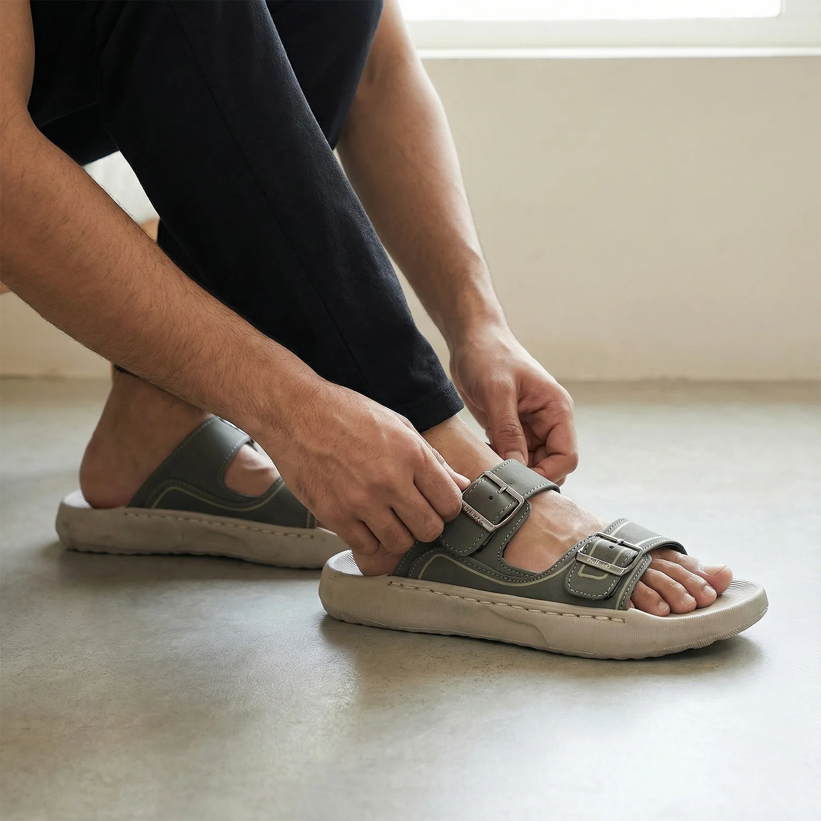 Men's Daily Wear Sandals - WC8764 Greige Olive - Image 2
