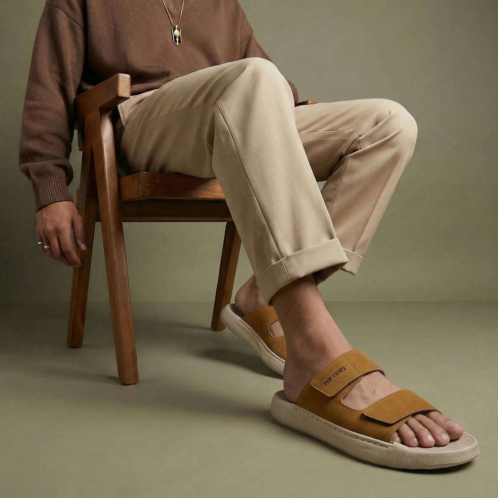 Men's Daily Wear Sandals - WE8821 Greige Tan - Image 2
