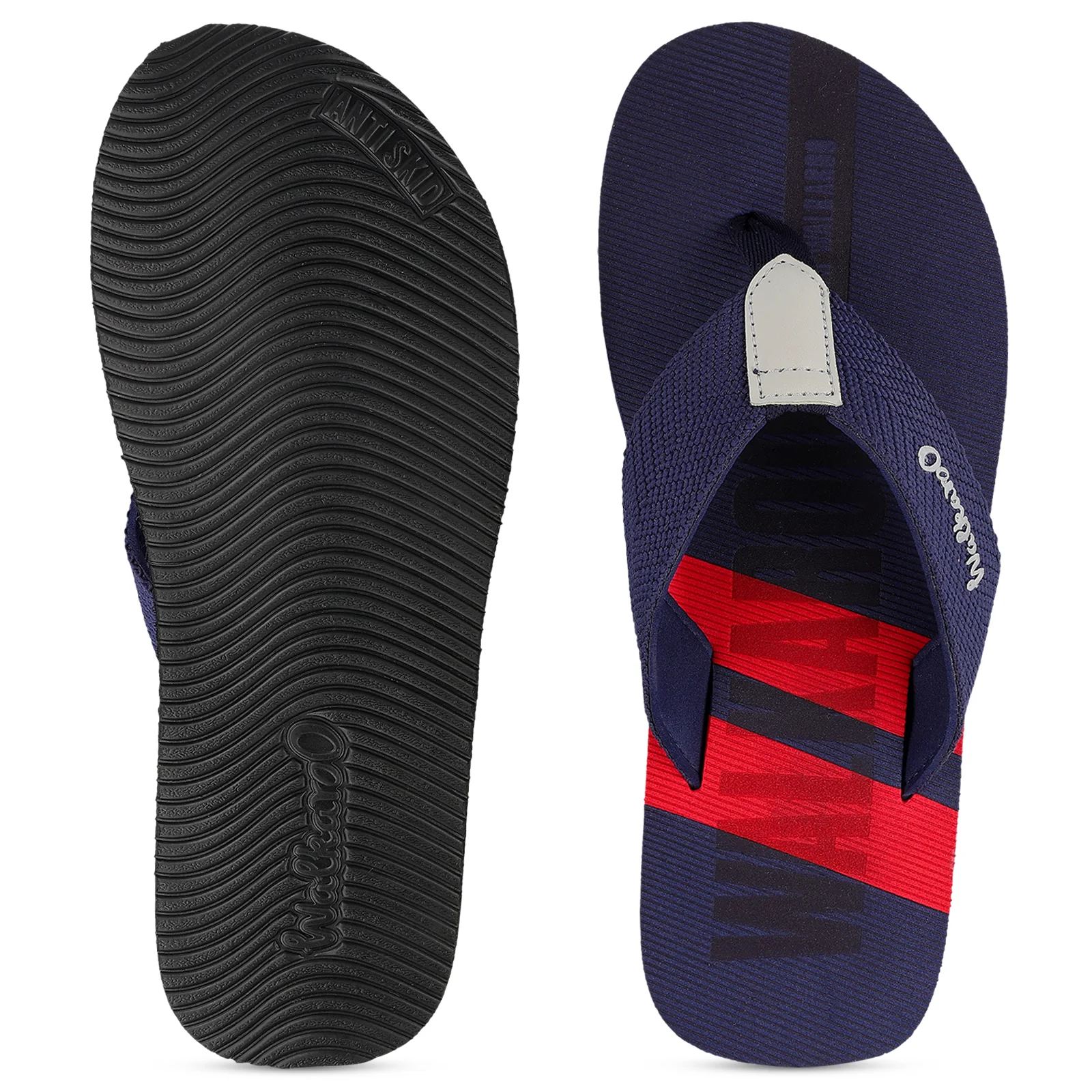 Men's Flip Flop Slippers - WC4257 Navy Blue Red - Image 2