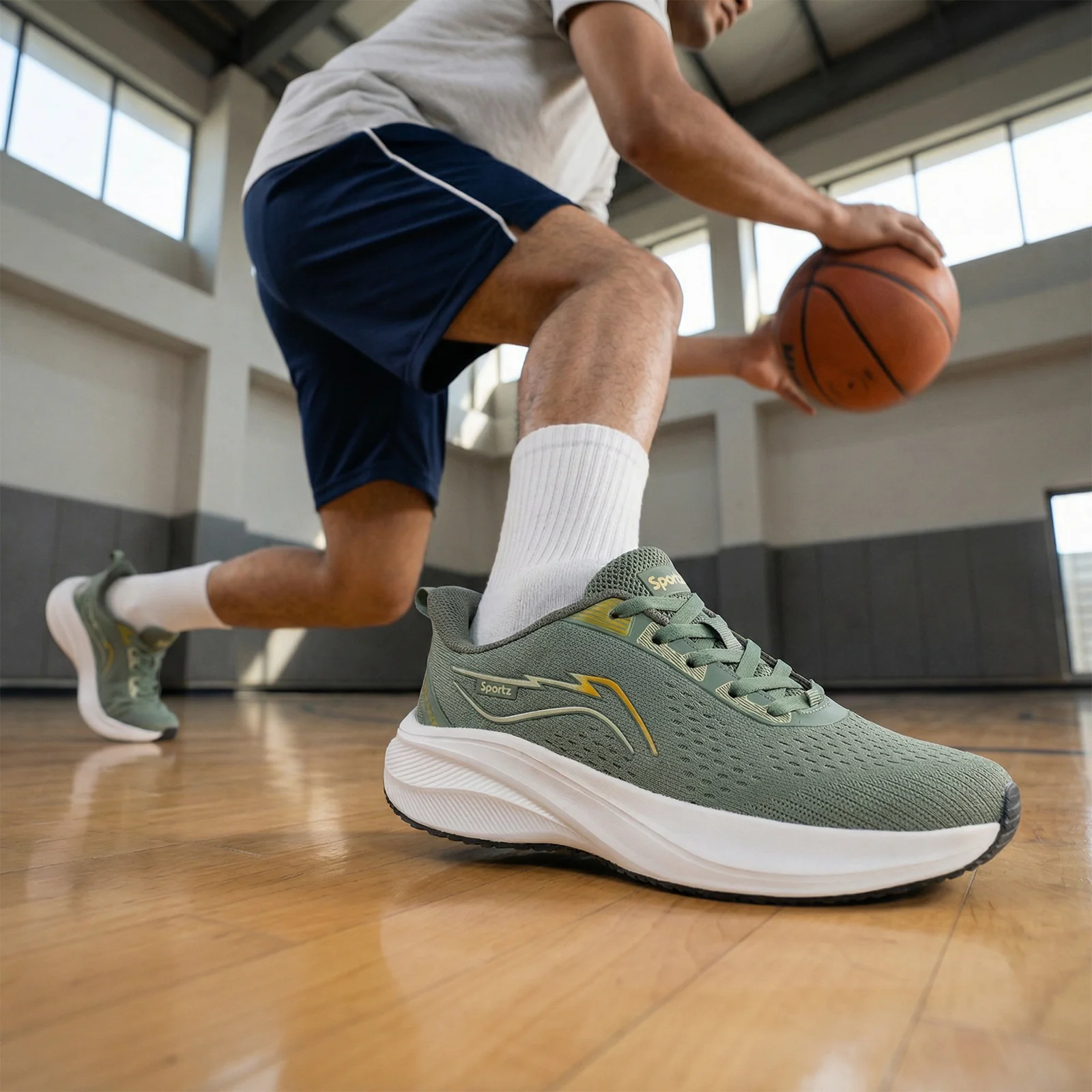 Men's Lace-up Sports Shoe - SGE21009 Olive - Image 2