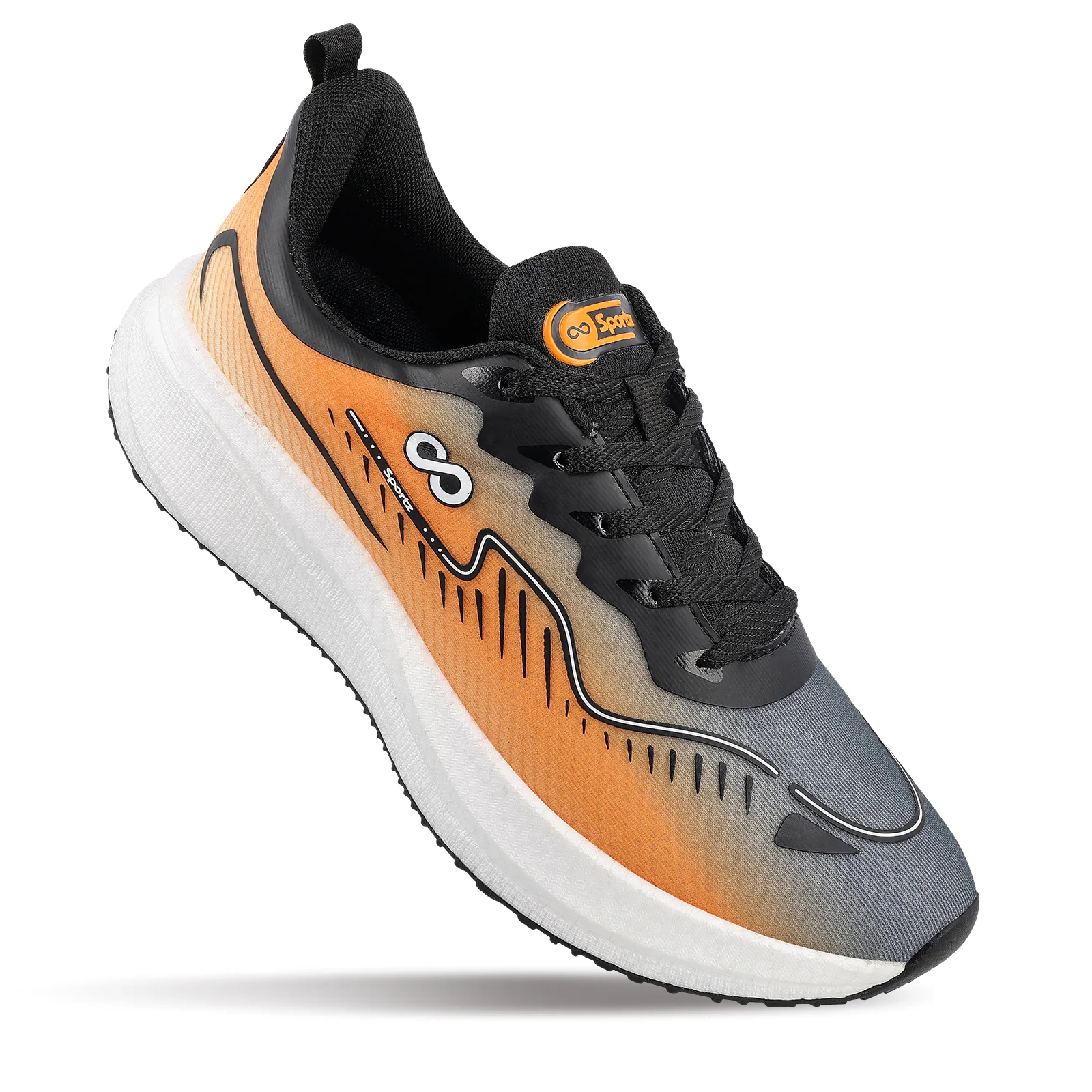Men's Active Beads Sports Shoes - WS9163 Grey Orange - Image 4
