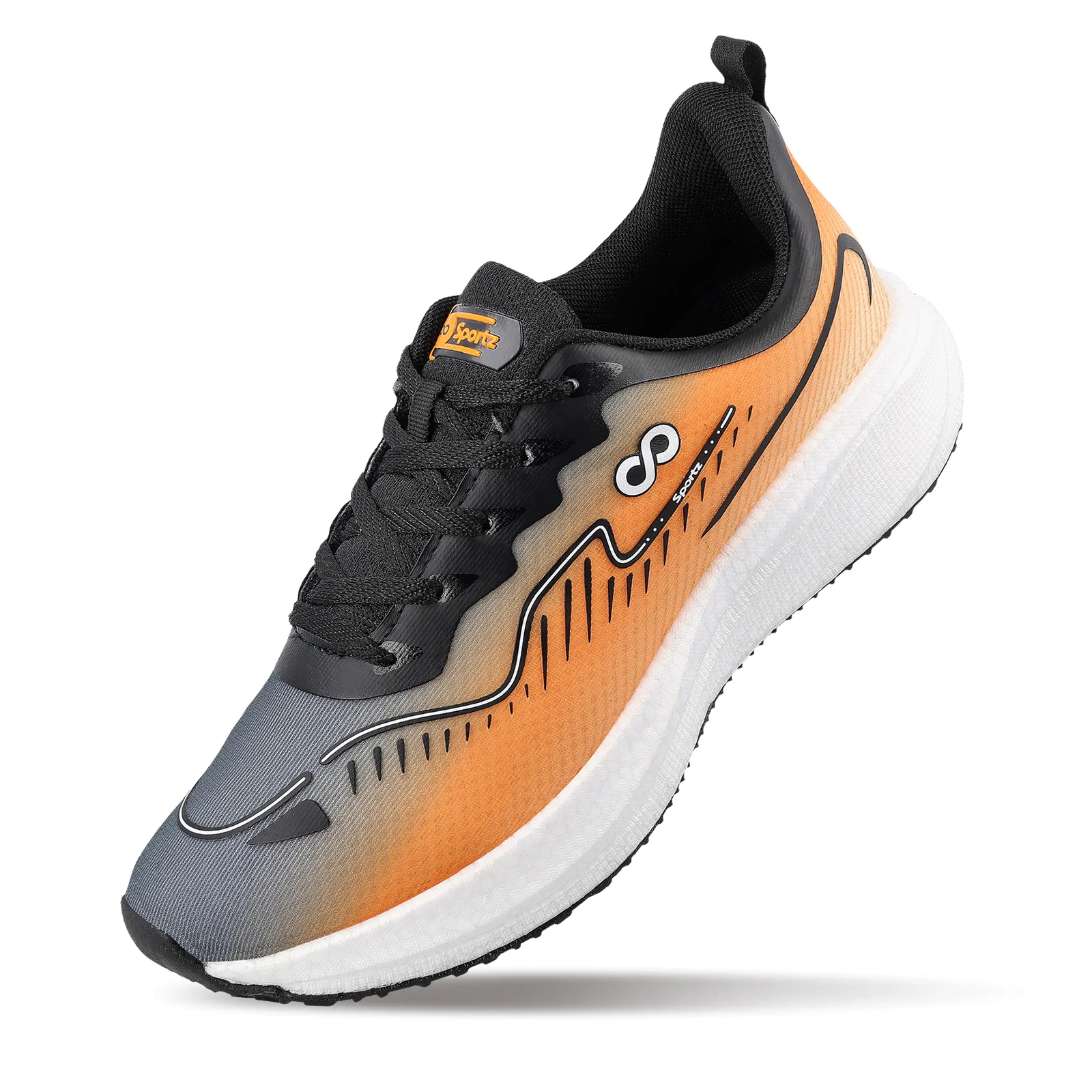 Men's Active Beads Sports Shoes - WS9163 Grey Orange - Image 8
