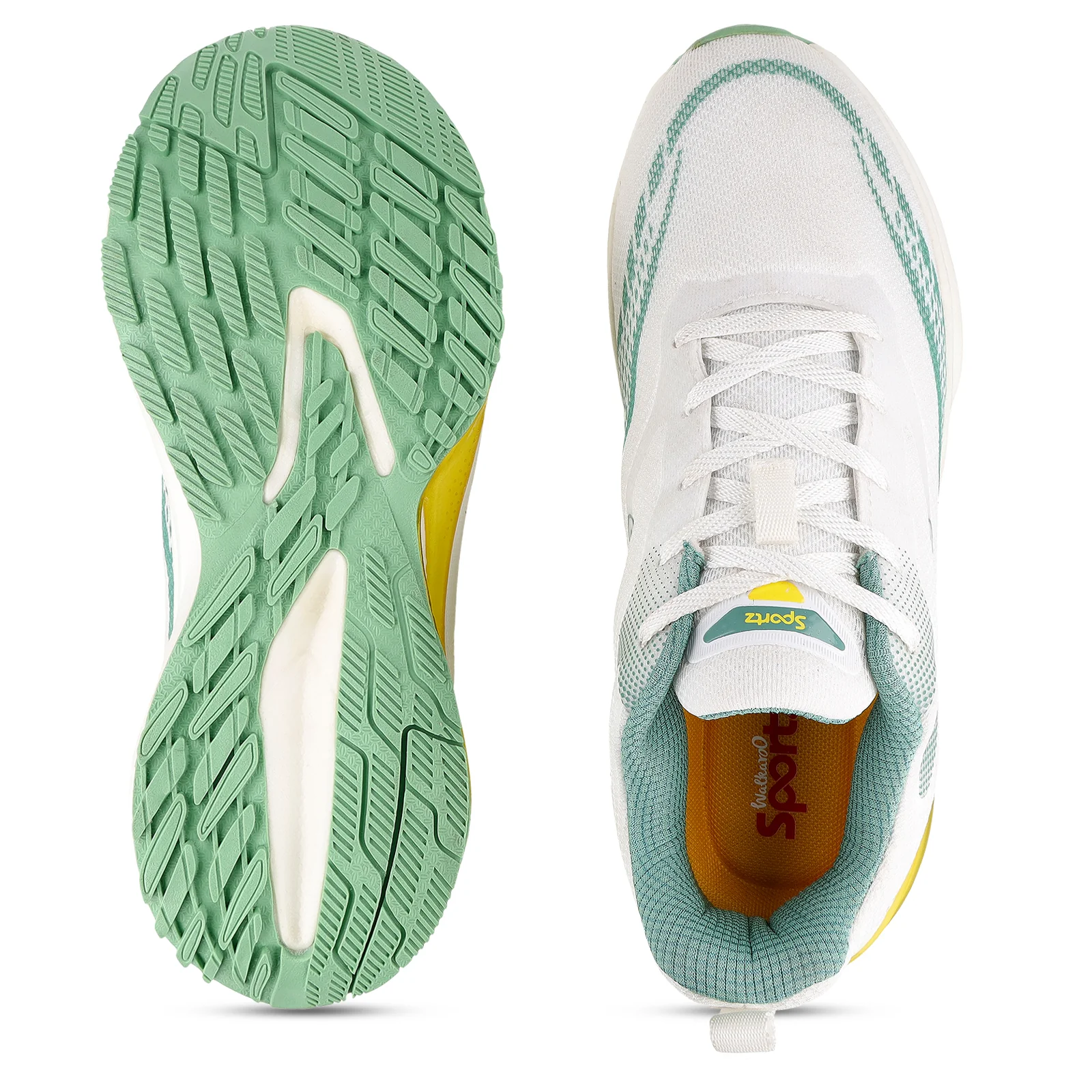 Men's Lace-up Sports Shoes - WS9167 White Mint Green - Image 2