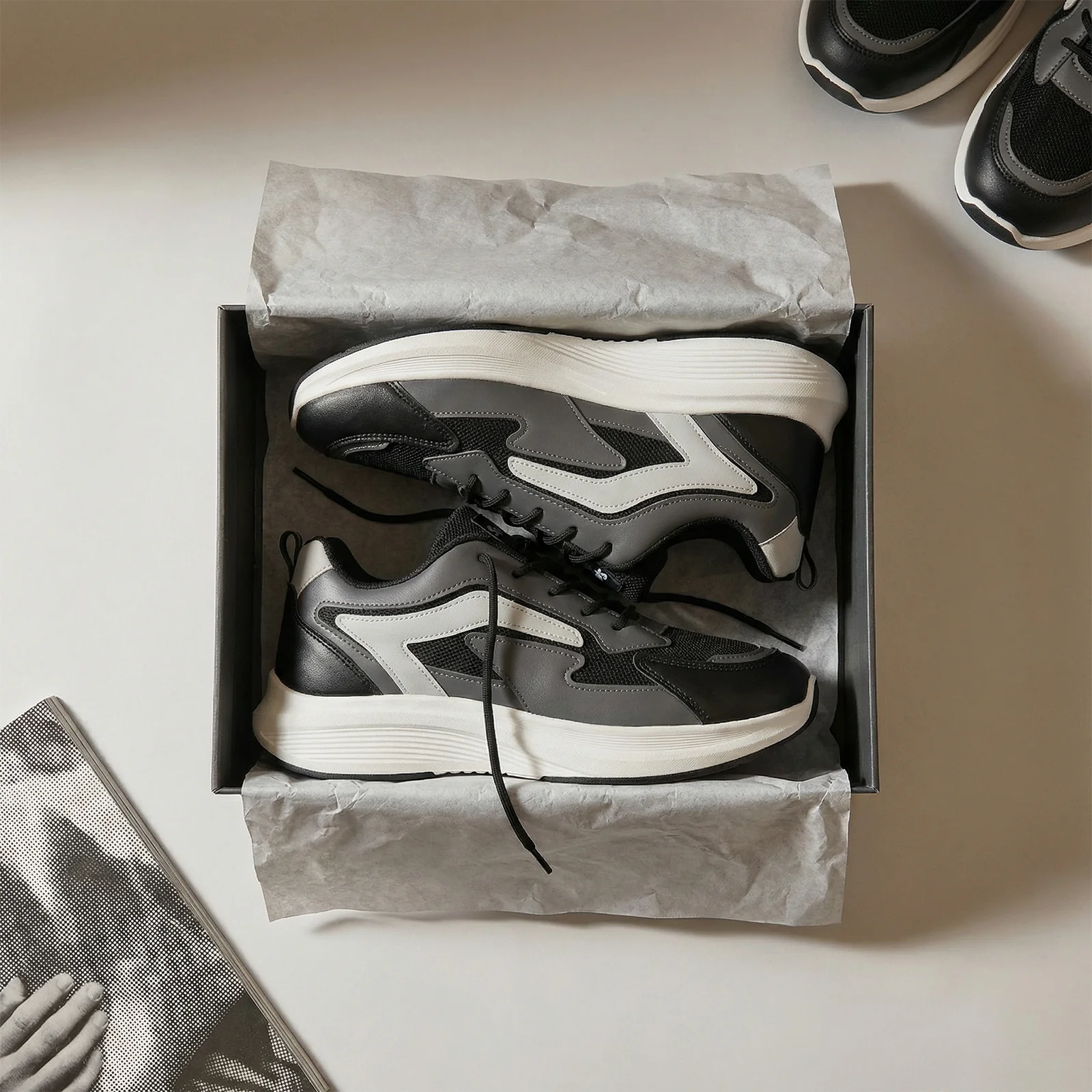 Men's Lace-up Walking Shoes - WS9129 Black Grey - Image 2