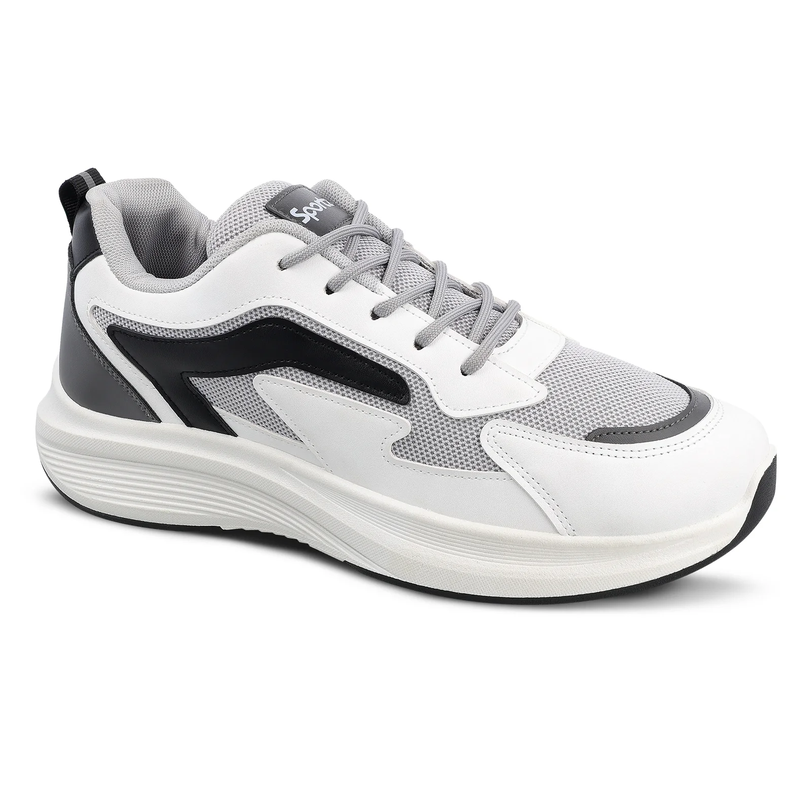 Men's Lace-up Walking Shoes - WS9129 White Black - Image 4