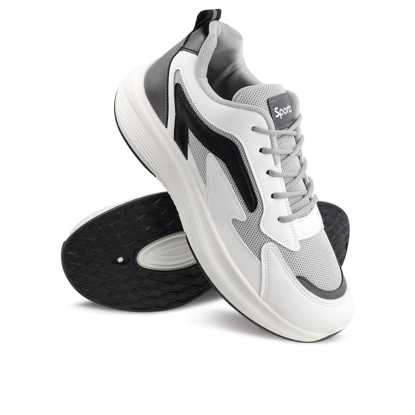 Men's Lace-up Walking Shoes - WS9129 White Black - Image 9