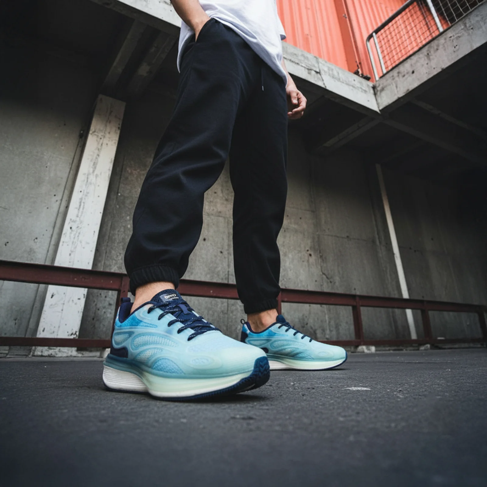 Men's Night Glow Sports Shoes - WS9154 Sea Blue - Image 2