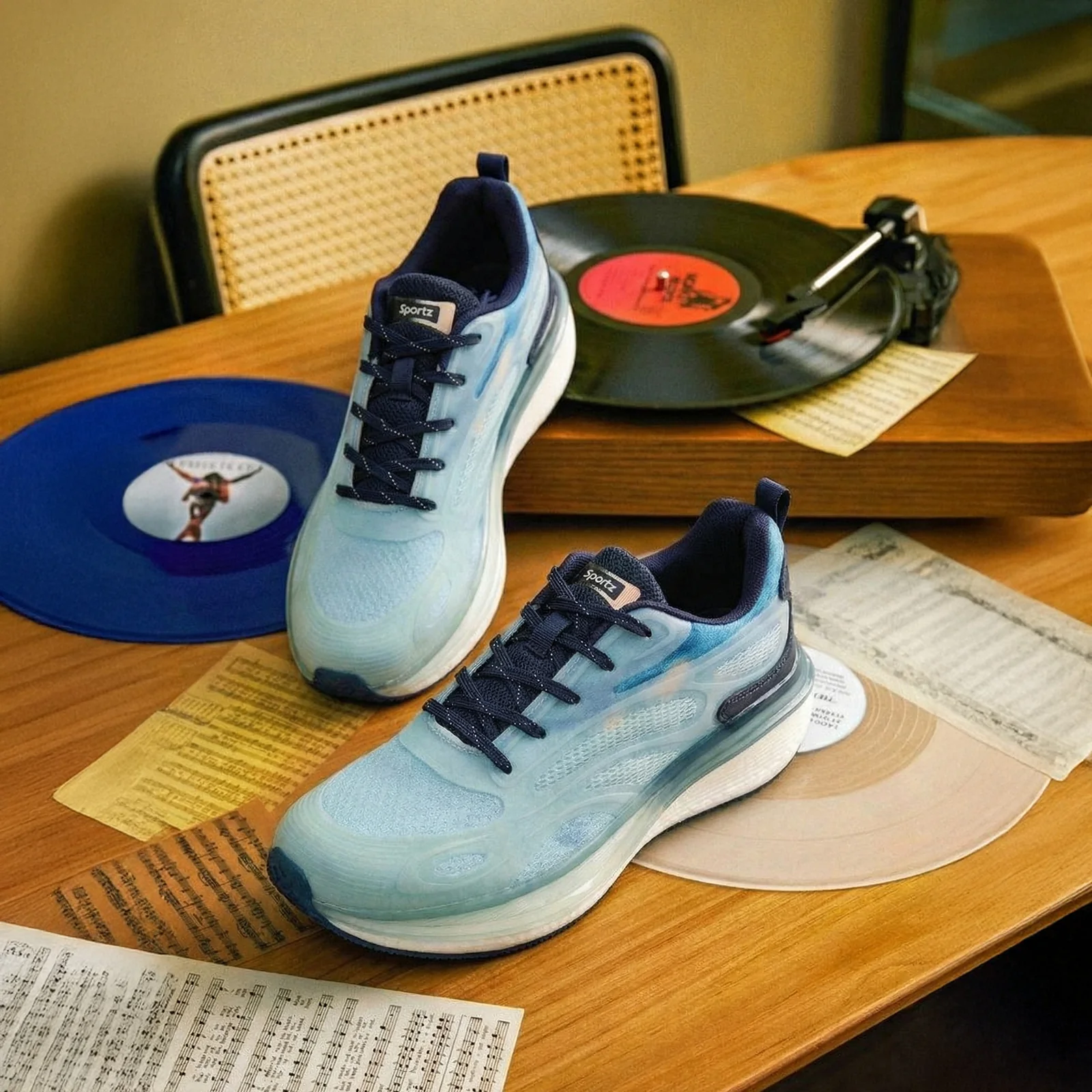 Men's Night Glow Sports Shoes - WS9154 Sea Blue - Image 3