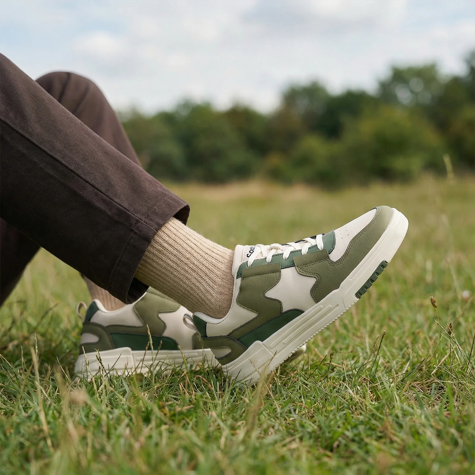 Men's Casual Sneakers - WY3469 White Mild Green - Image 2