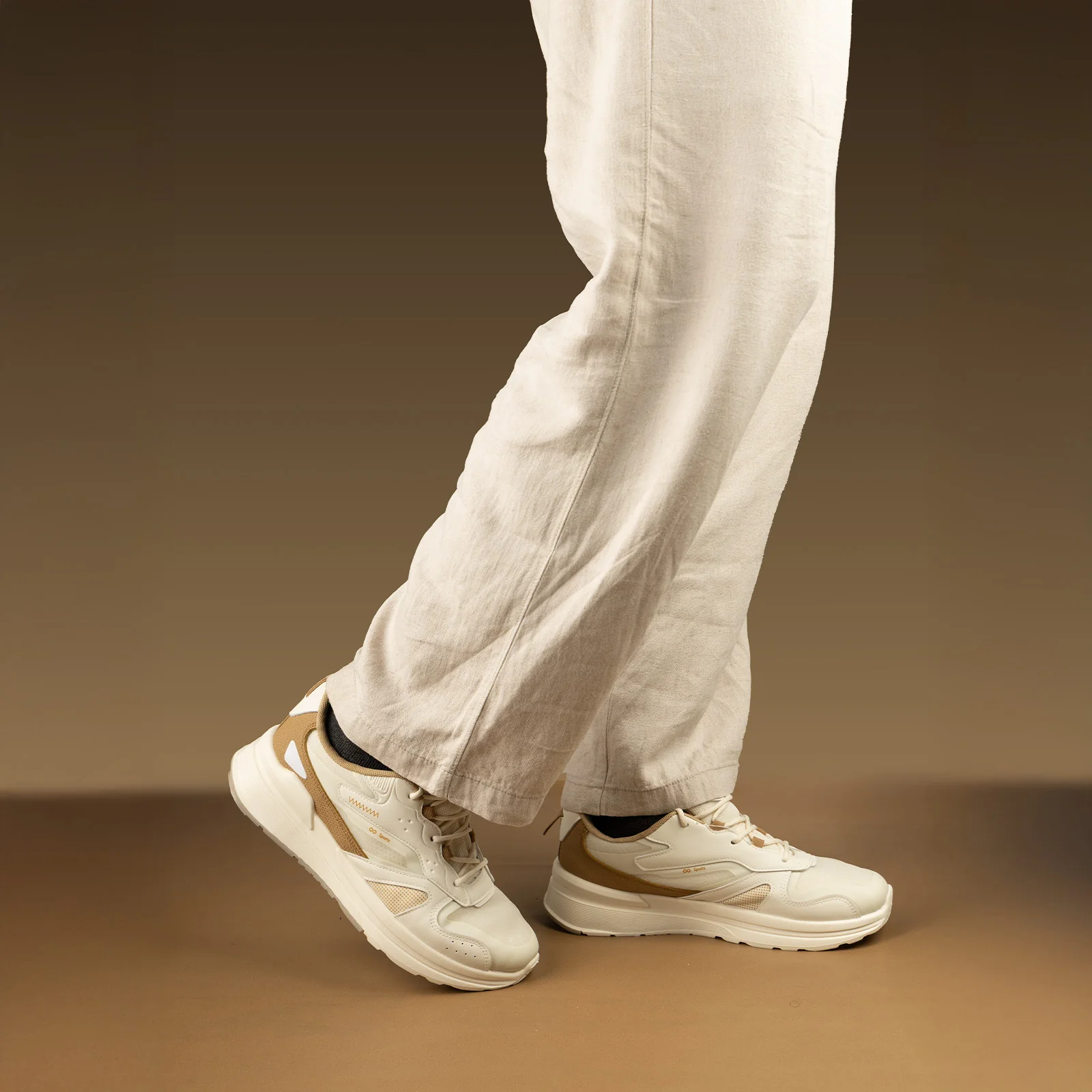 Men's Sports Sneakers - WY3490 White Beige - Image 5