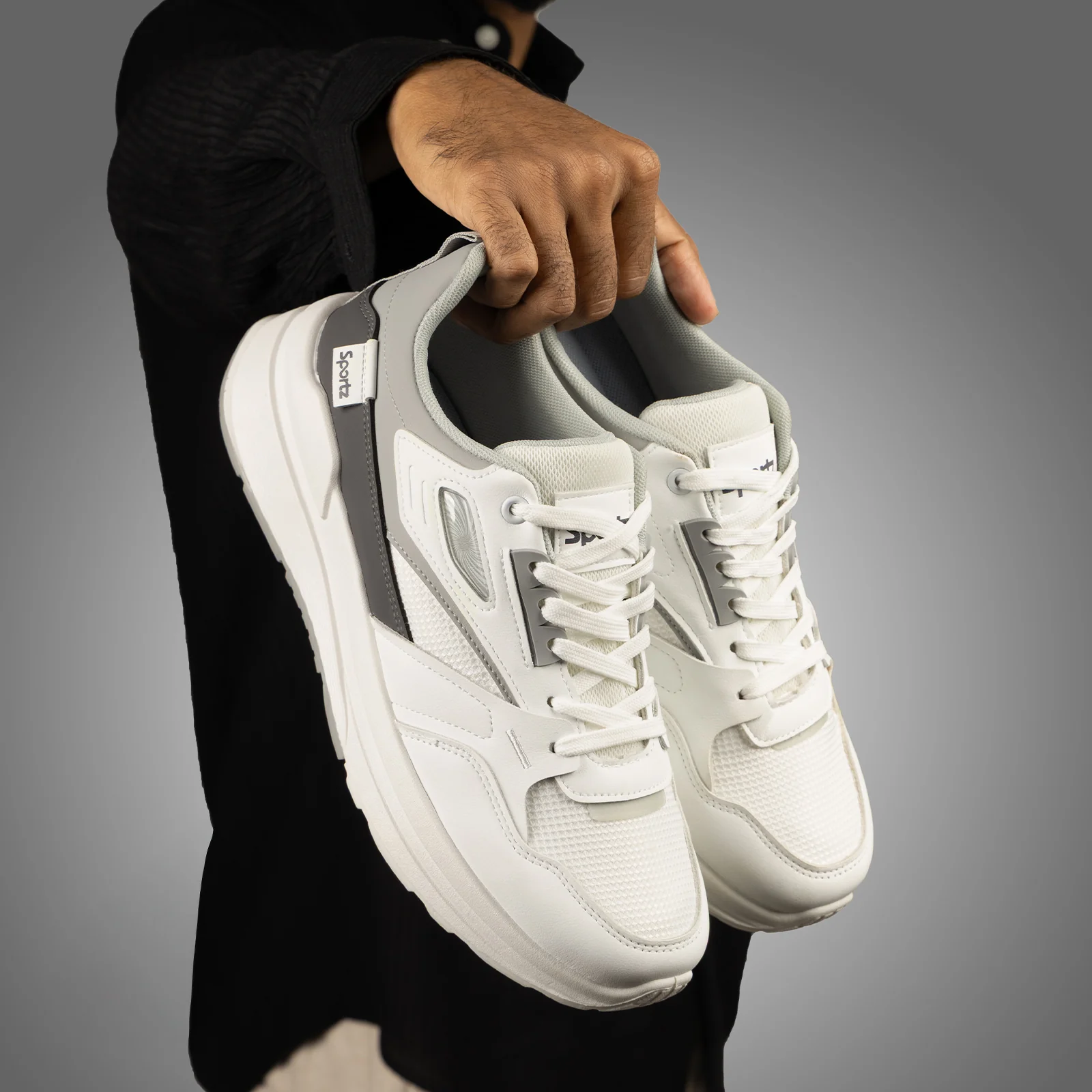 Men's Sports Sneakers - WY3496 White Grey - Image 6