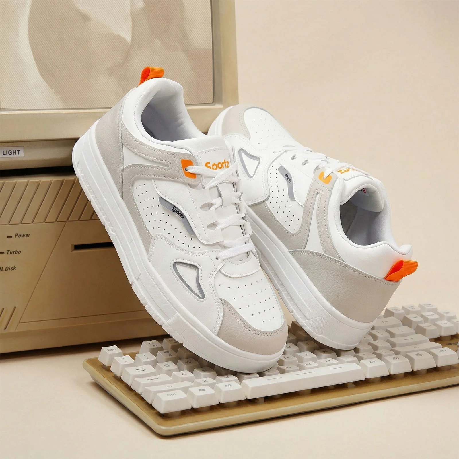 Men's Sports Sneakers - WY3497 White Grey - Image 2