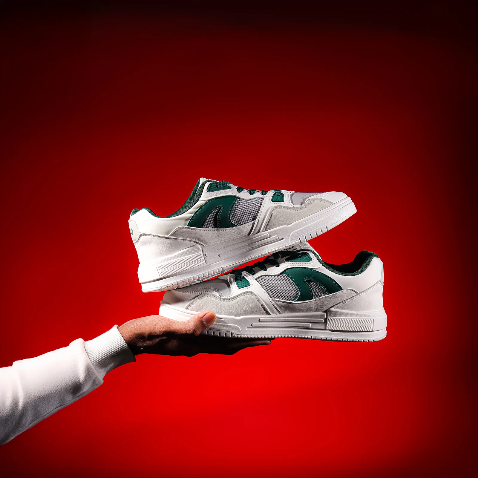 Men's Sports Sneakers - WY3499 White Green - Image 2