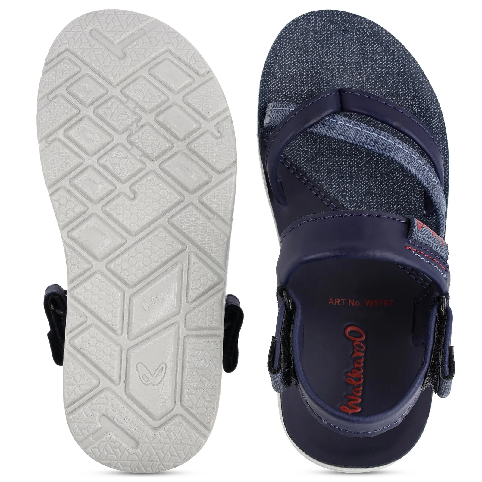 Walkaroo Kids Strappy Slide Sandals - W5767 Blue Grey - Image 2