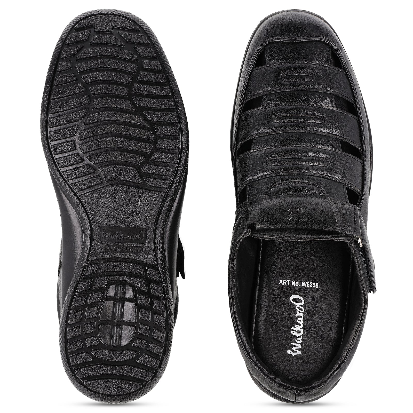 Walkaroo Men Roman Sandals - WF6258 Black - Image 2
