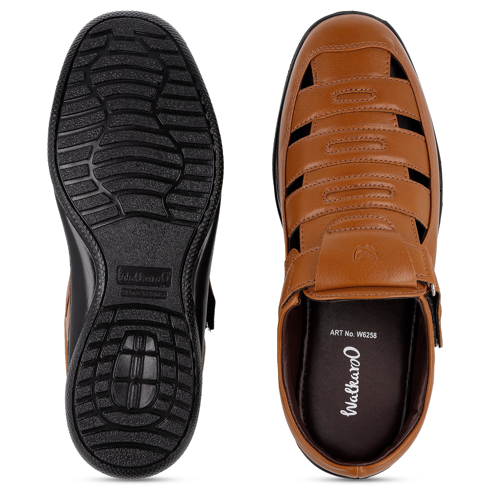Walkaroo Men Roman Sandals - WF6258 Tan - Image 2