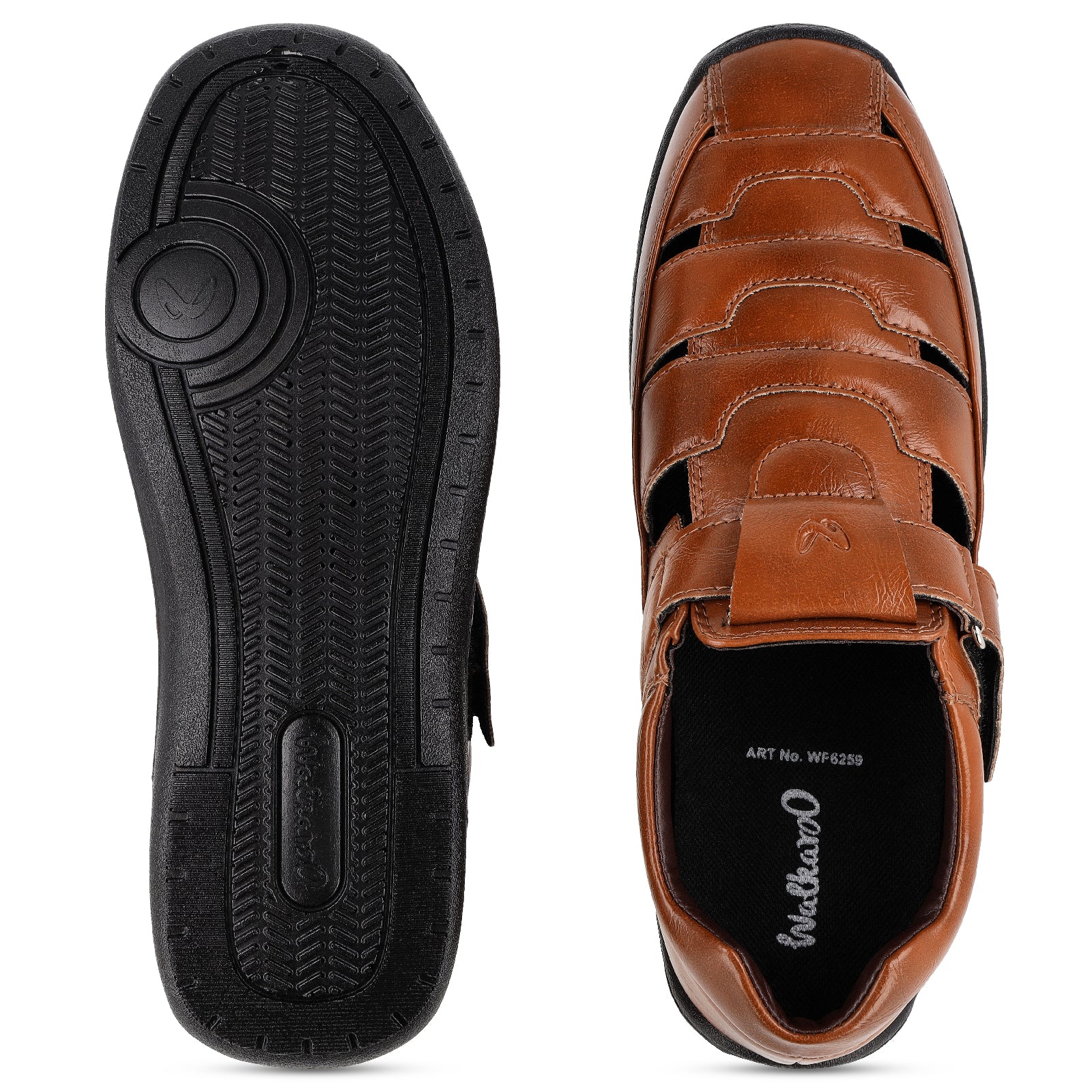Walkaroo Xgo Gents Solid Roman Sandals - WF6259 Tan - Image 2