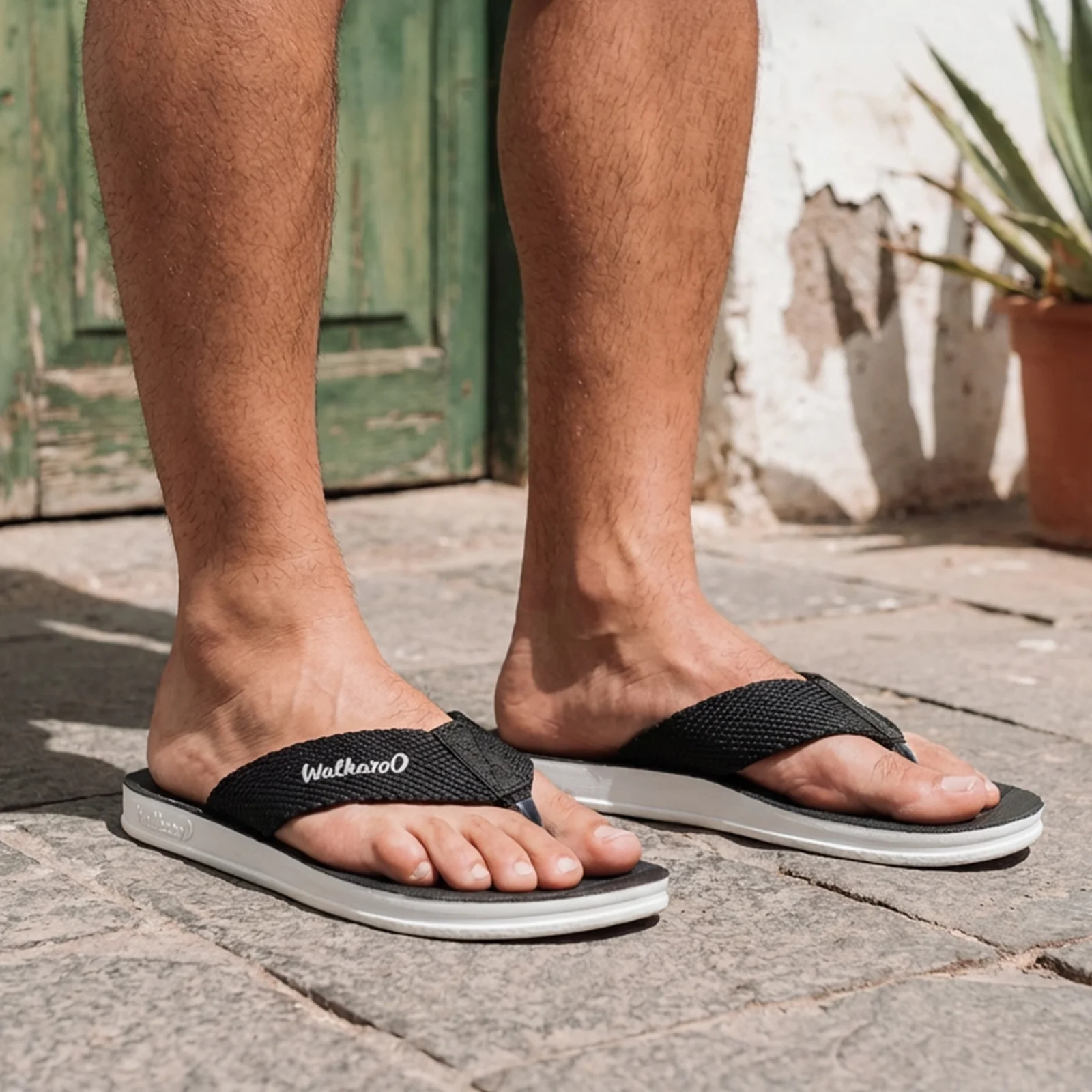 Walkaroo Men Solid Thong Sandals - WG5002 Black - Image 2