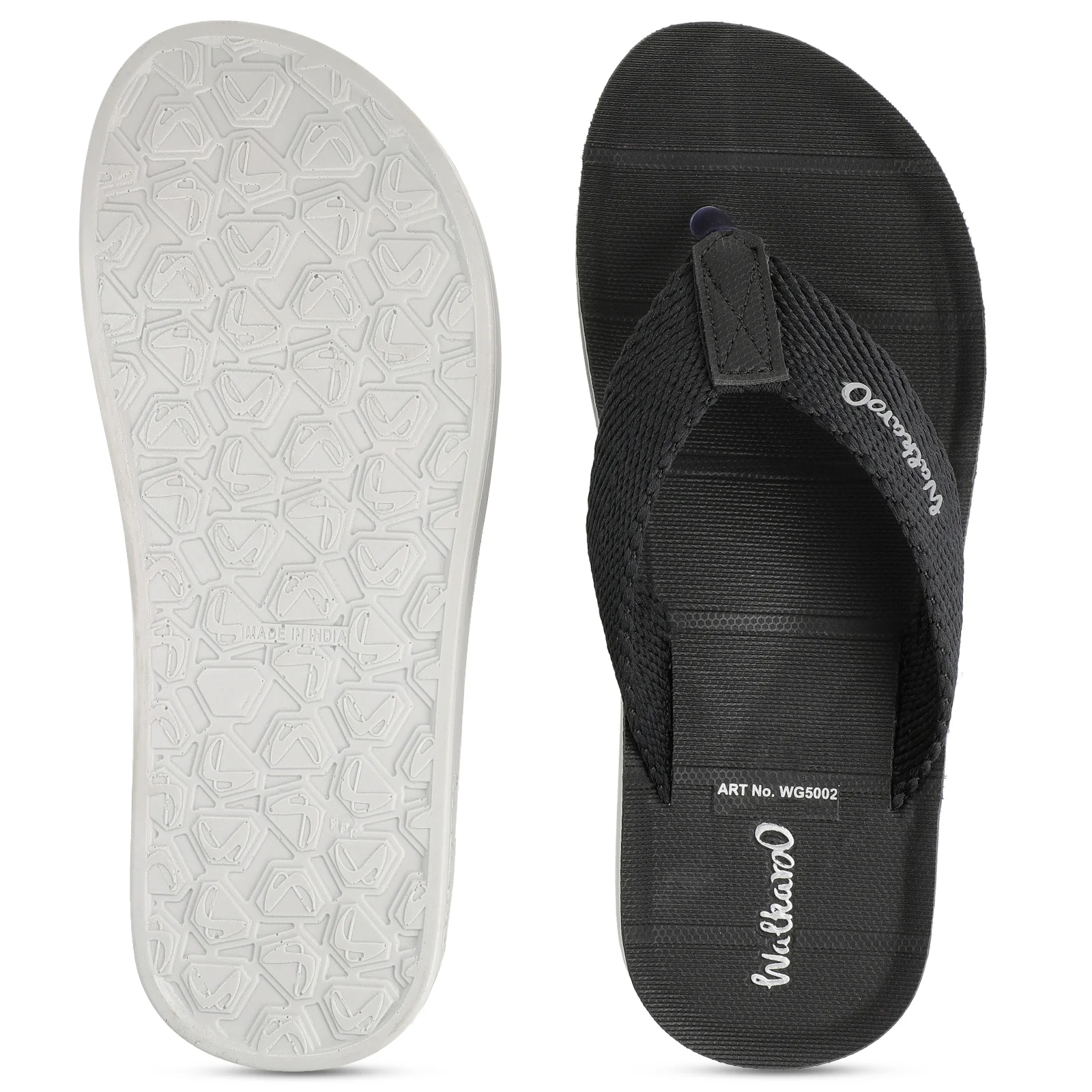 Walkaroo Men Solid Thong Sandals - WG5002 Black - Image 3