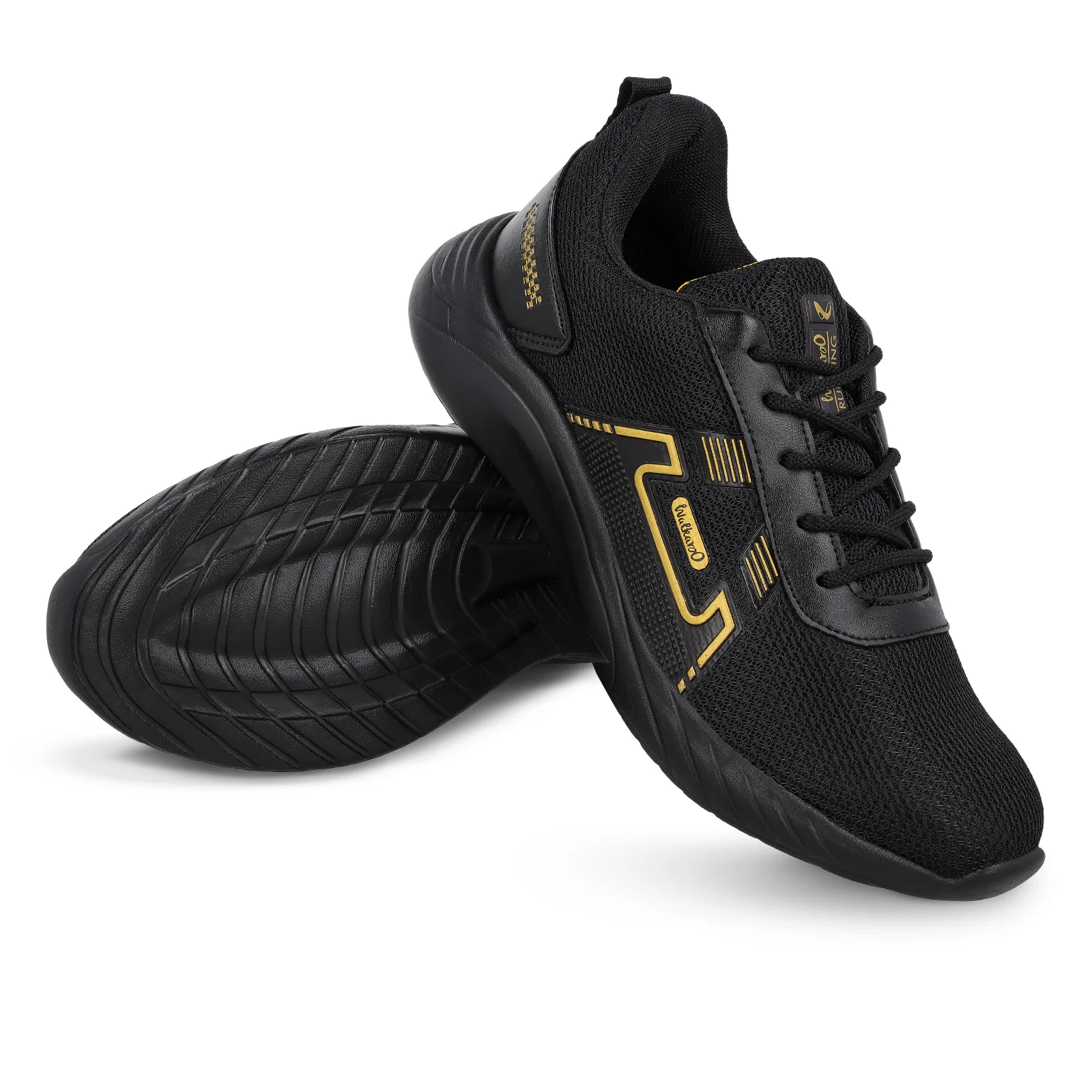 Men's Lace-up walking Shoes - WS3065 Black Gold - Image 7