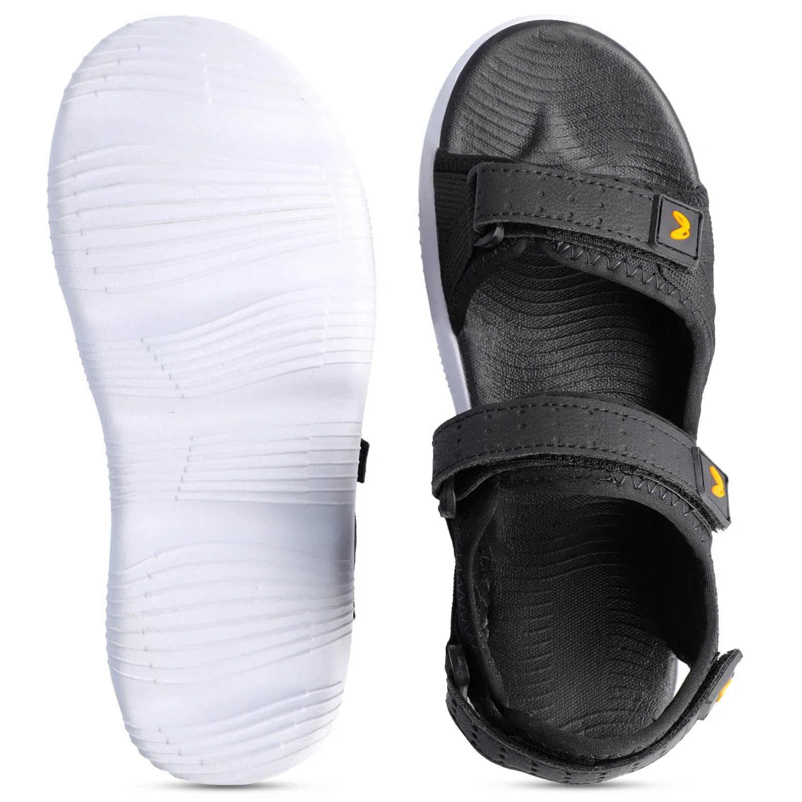 Walkaroo Men Strappy Floater Sandals  - WC4334 Black white - Image 2