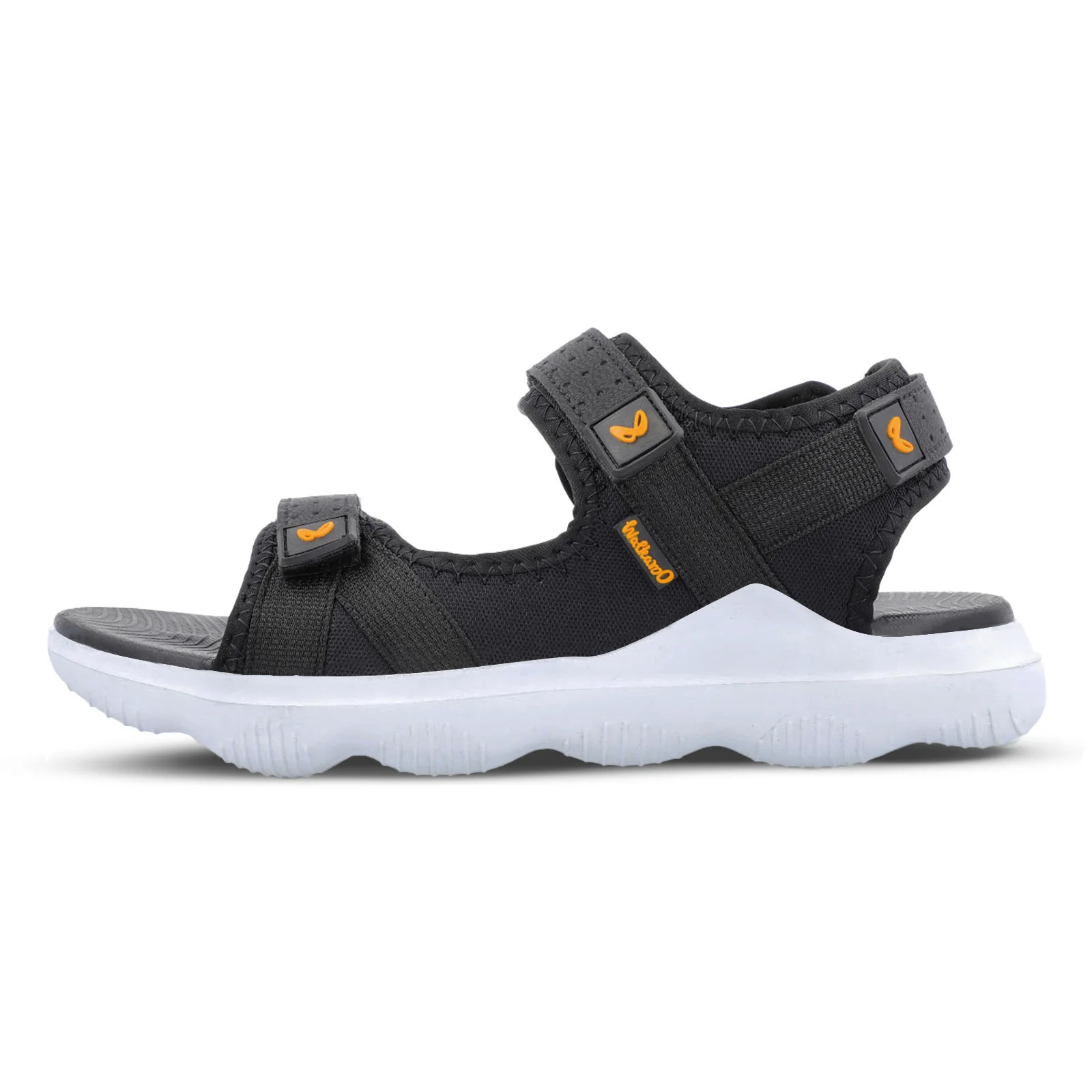 Walkaroo Men Strappy Floater Sandals  - WC4334 Black white - Image 4