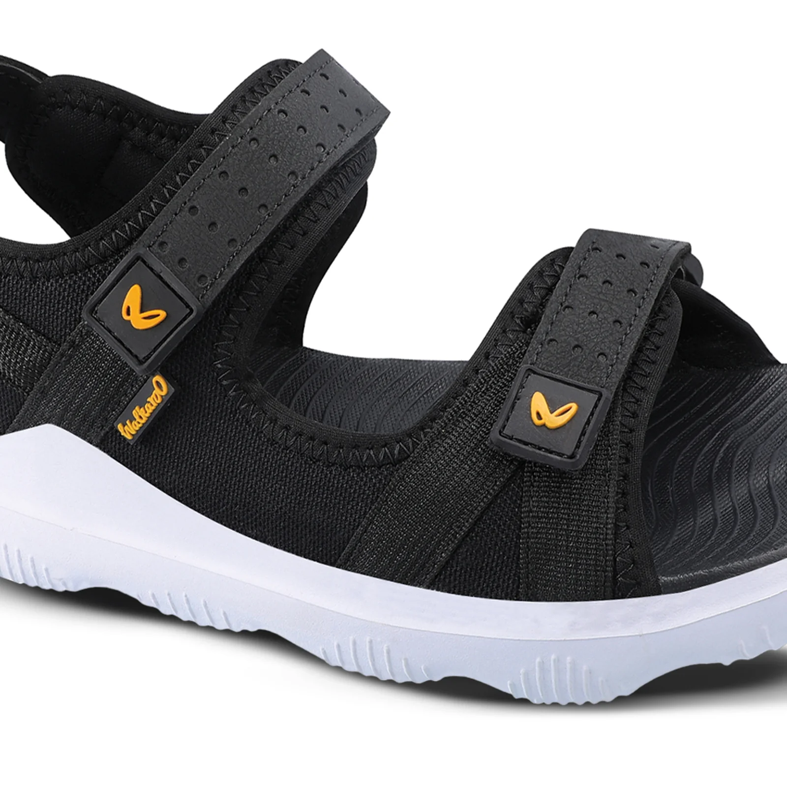 Walkaroo Men Strappy Floater Sandals  - WC4334 Black white - Image 5