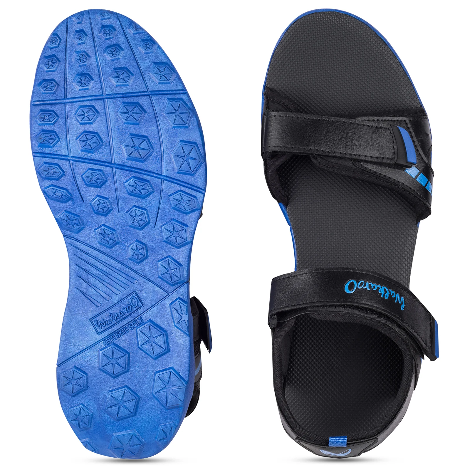 Walkaroo Mens Sandals  - WC4372 Black Blue - Image 2