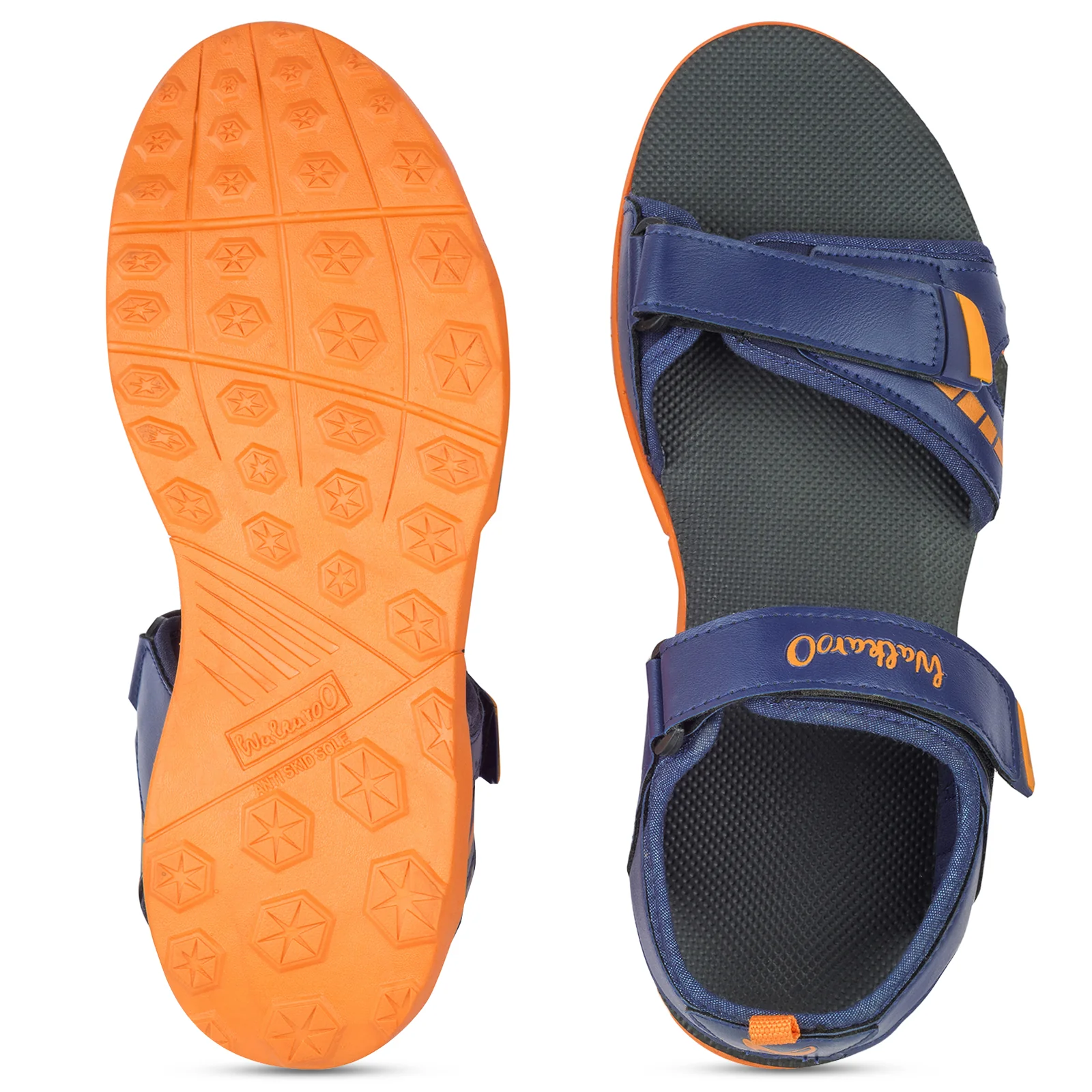 Walkaroo Mens Sandals - WC4372 Navy Blue orange - Image 2