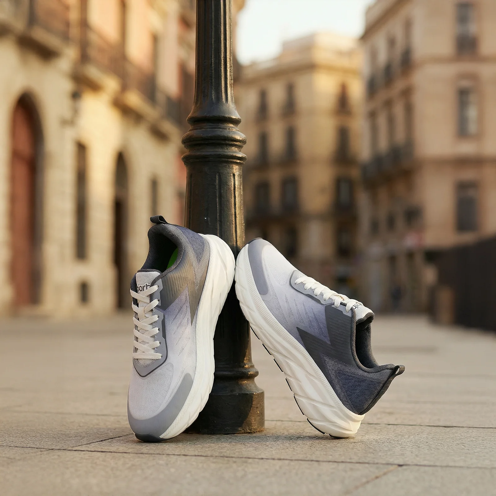 Men's Lace-up Sports Shoes - WS97543 White Grey - Image 2
