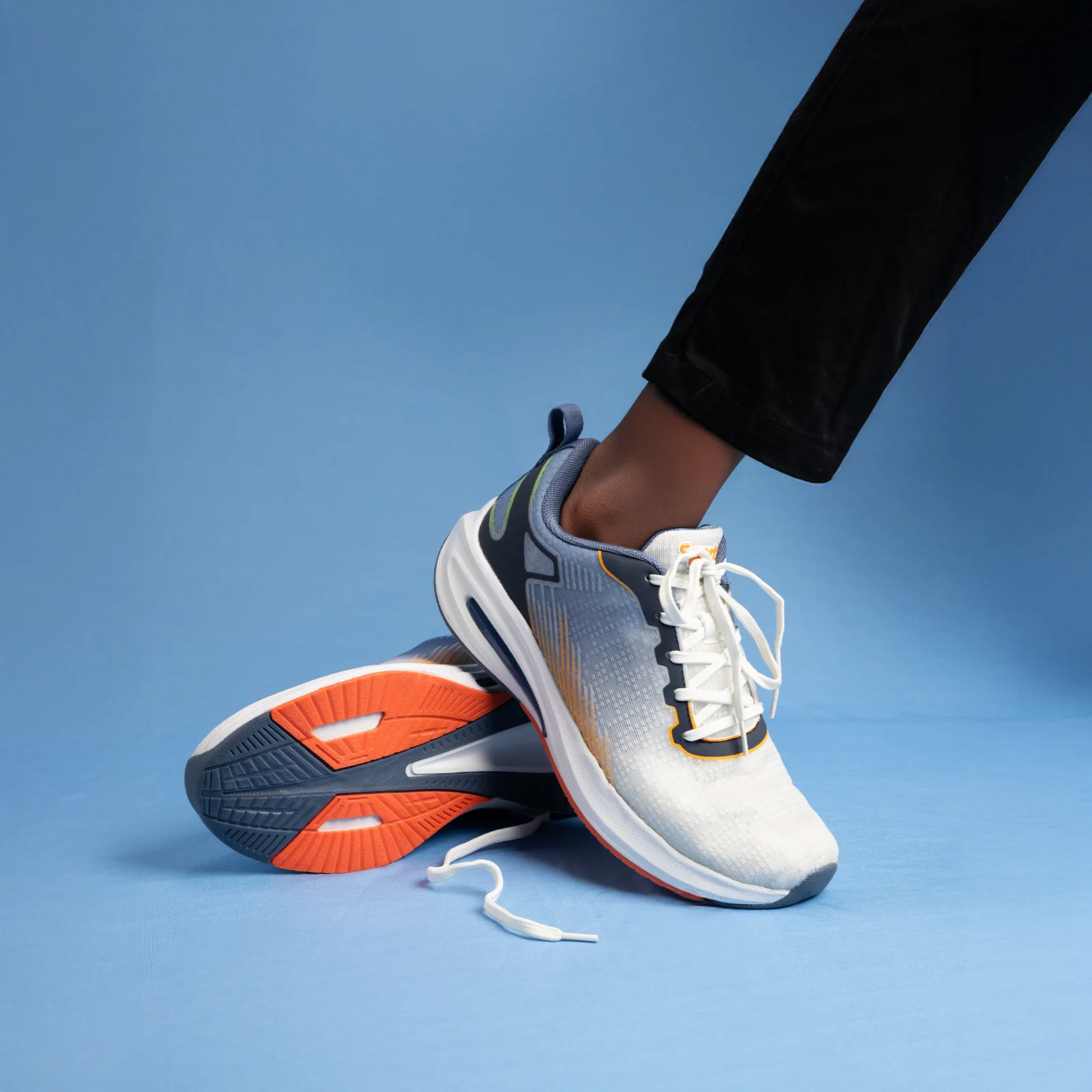 Men's Lace-up Sports Shoes - WS97545 Blue Orange - Image 2