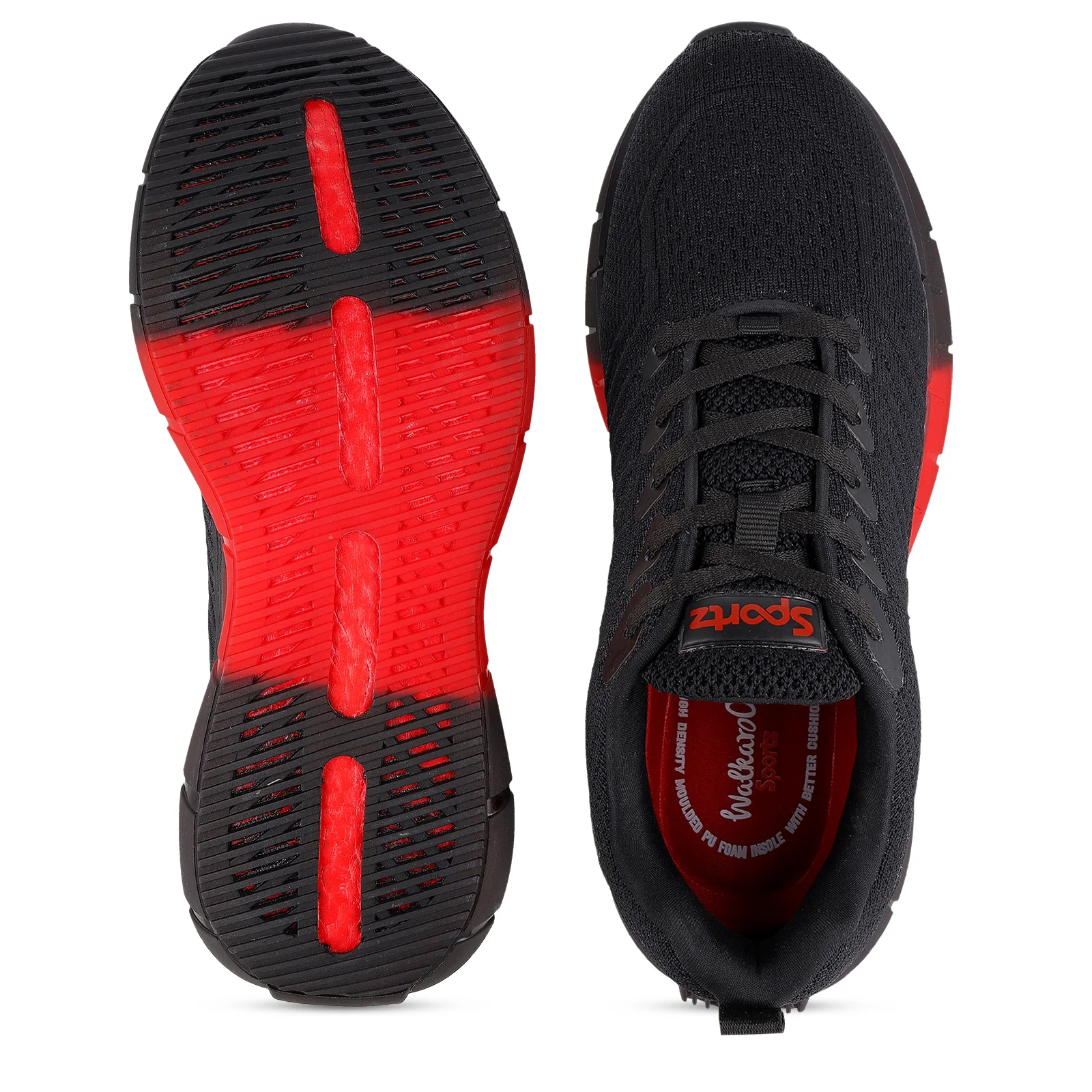 Men's Lace-up Walking Shoes - WS9101 Black Red - Image 2