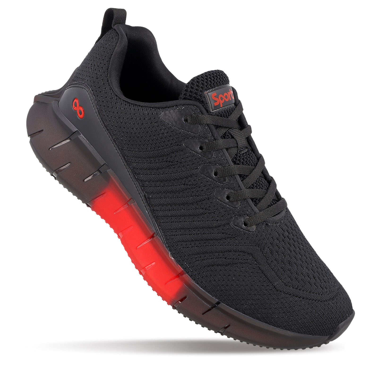 Men's Lace-up Walking Shoes - WS9101 Black Red - Image 3