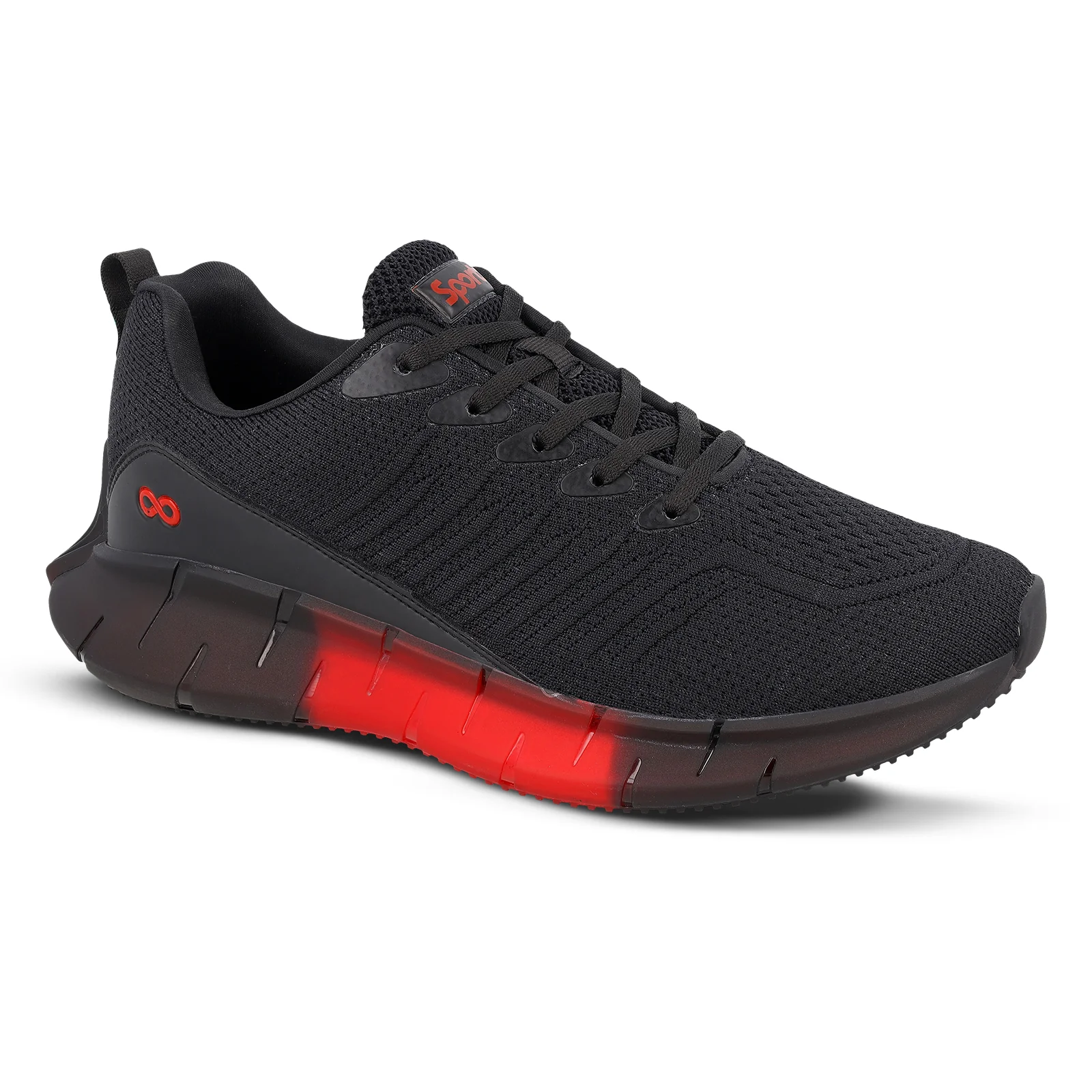 Men's Lace-up Walking Shoes - WS9101 Black Red - Image 4