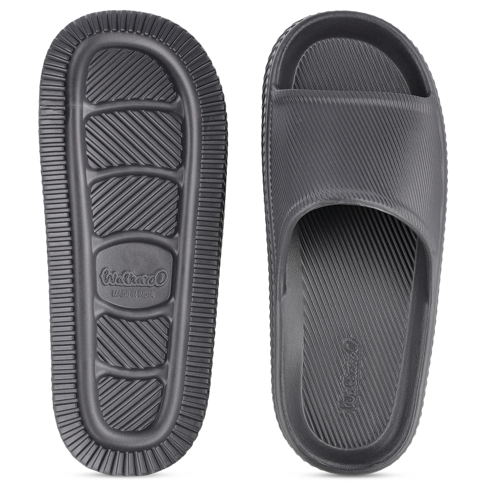 Walkaroo Mens Flip Flop Sliders - WC8737 Dark Grey - Image 2
