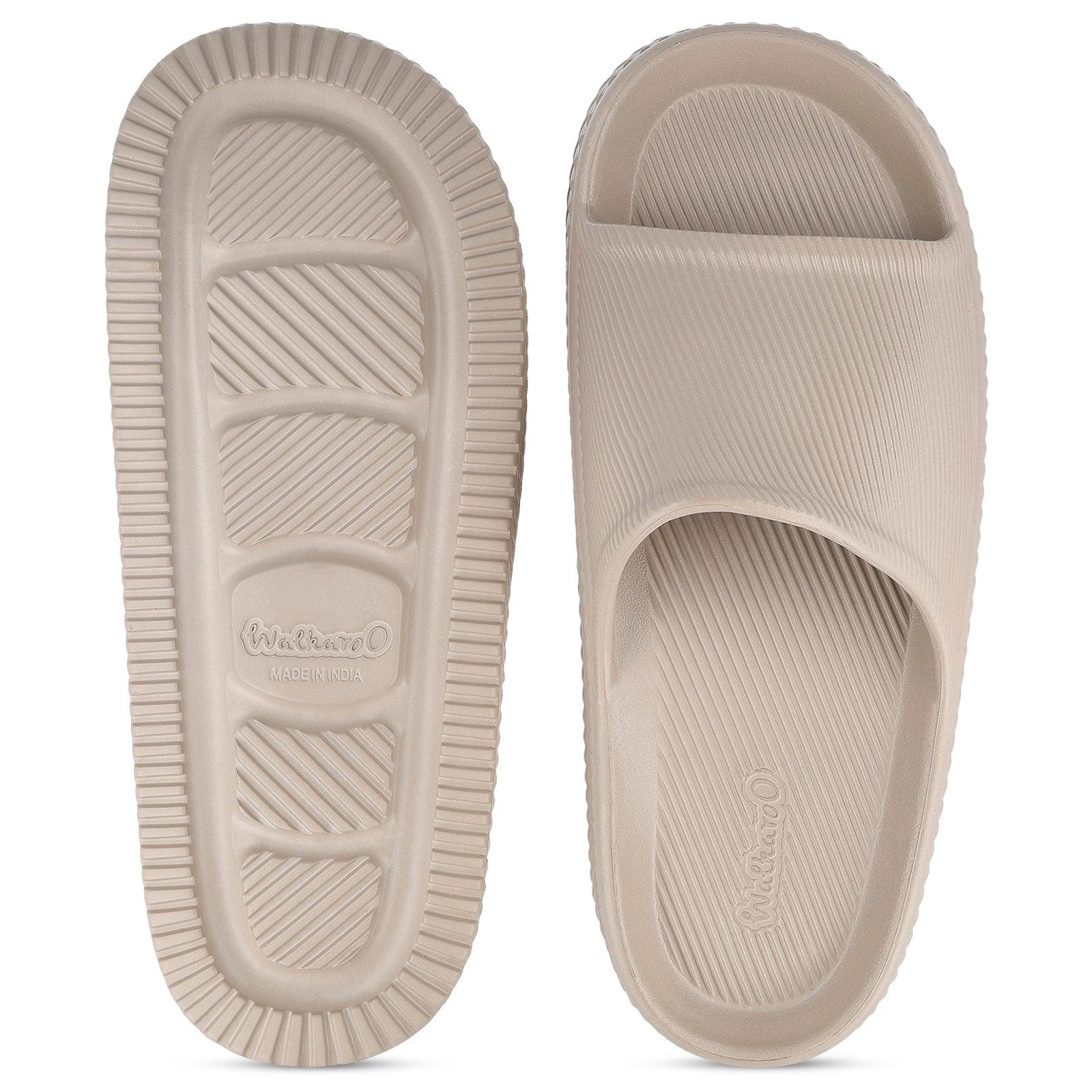 Walkaroo Mens Flip Flop Sliders - WC8737 Greige - Image 2