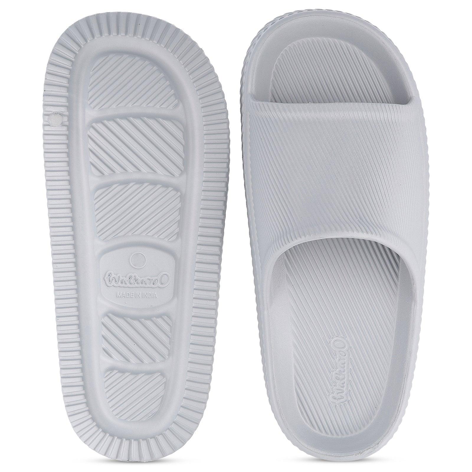 Walkaroo Mens Flip Flop Sliders - WC8737 Light Grey - Image 2