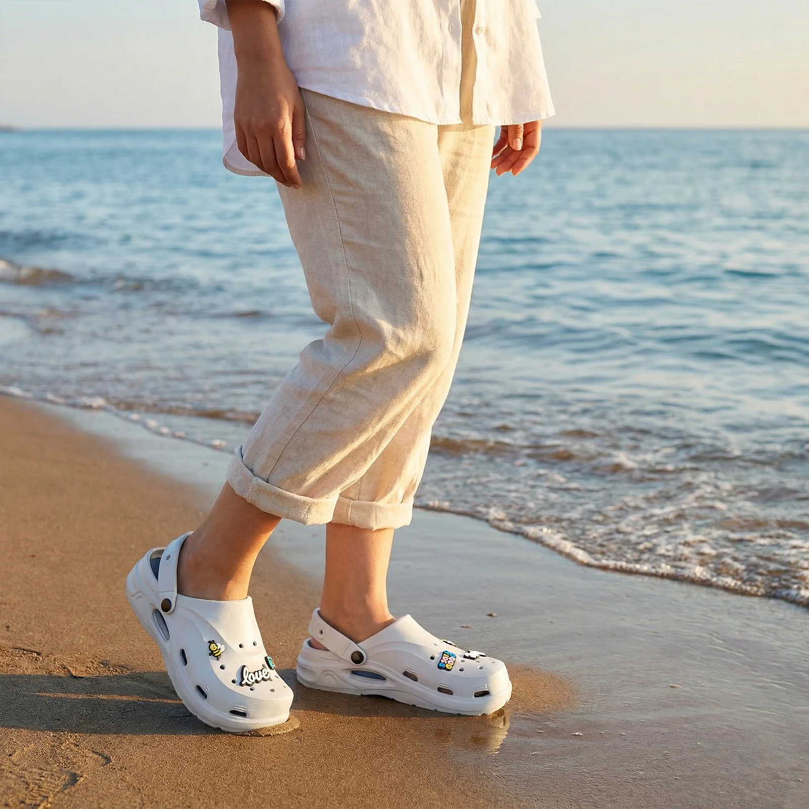 Women's Clogs - MI604 Light Grey - Image 2