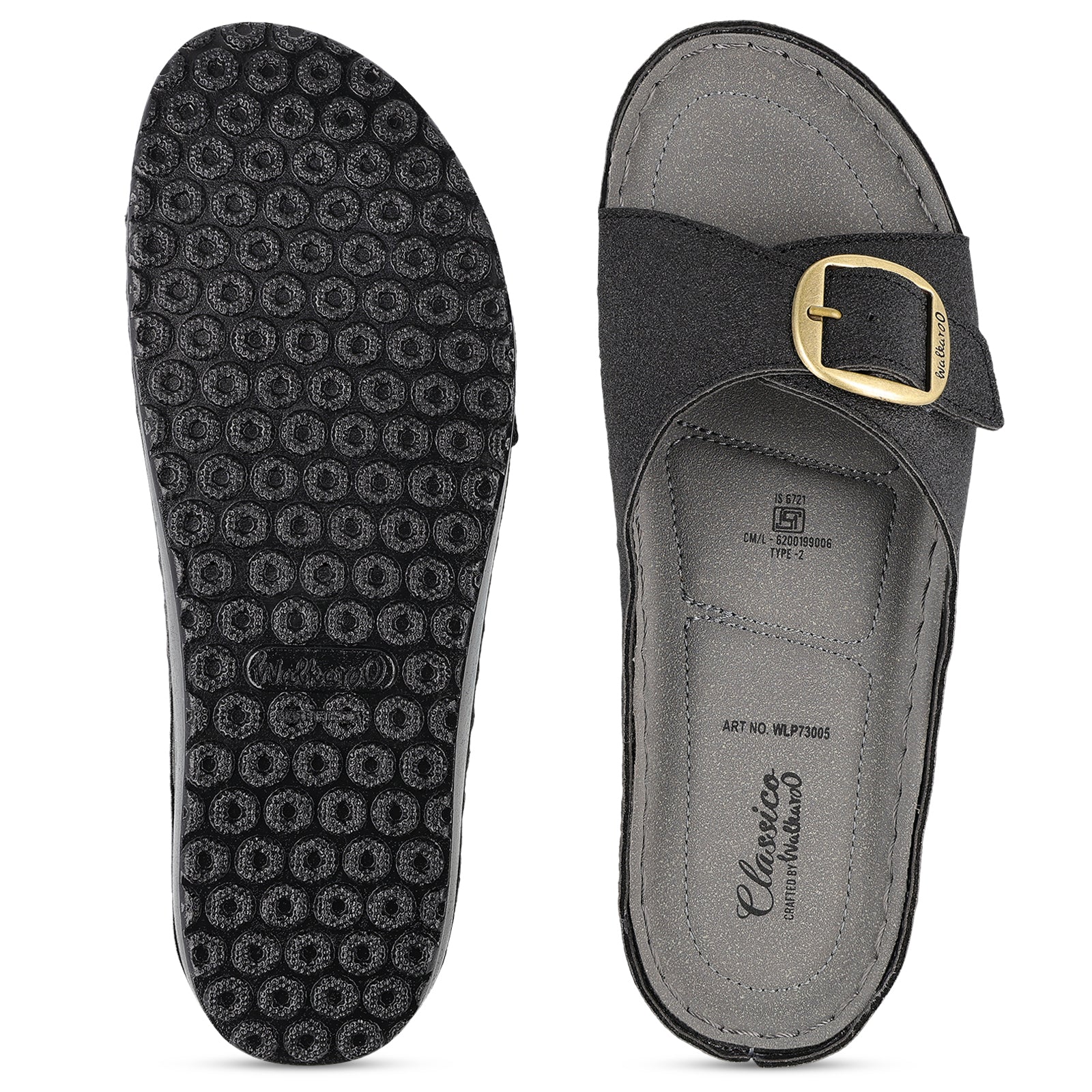 Women's Daily Wear Comfort Sandals - WLP73005 Black - Image 4