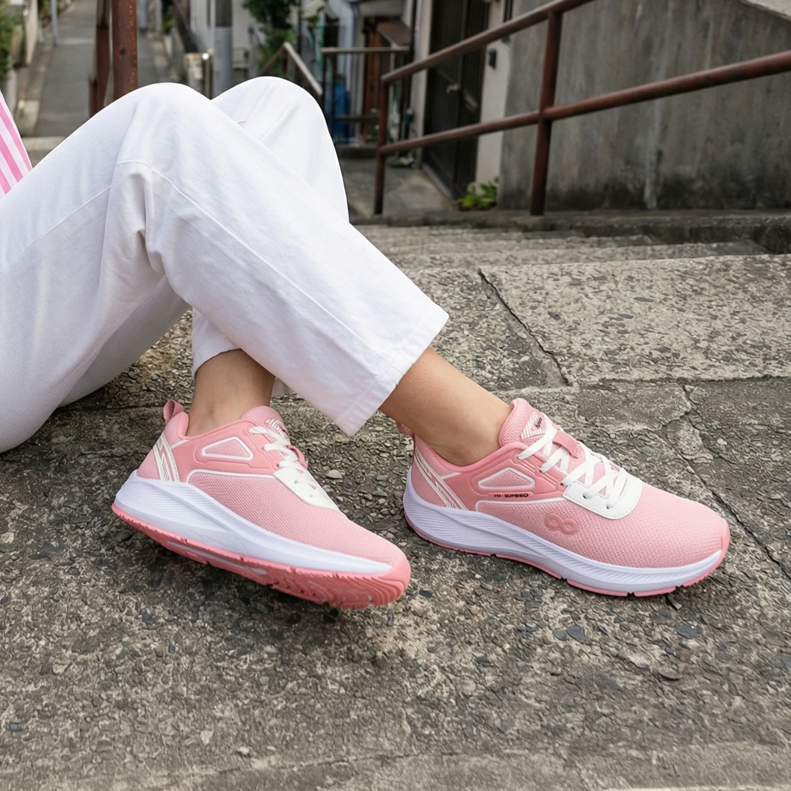 Women's Lace-up Sports Shoe - WS9922 Peach - Image 2