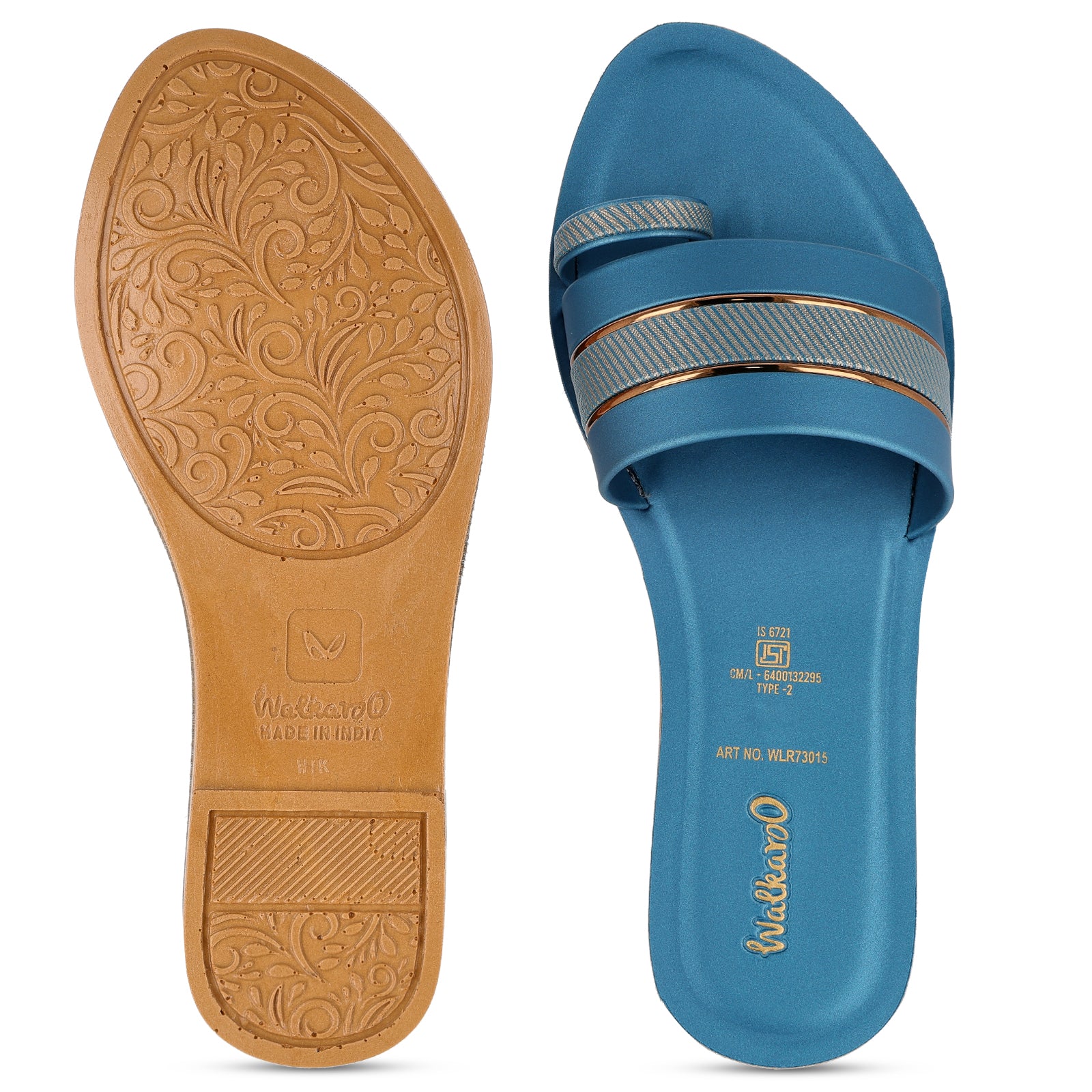Women's Slide Sandals - WLR73015 Peacock Blue - Image 2
